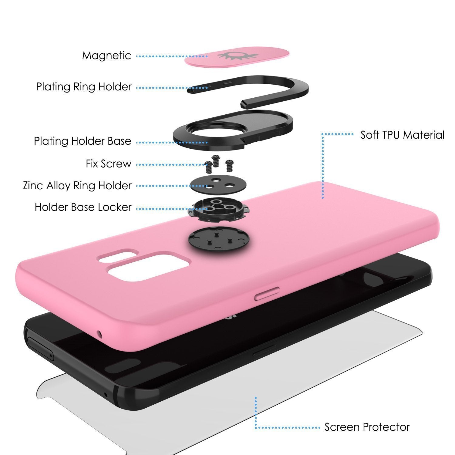 Galaxy S10e Case, Punkcase Magnetix Protective TPU Cover W/ Kickstand, Sceen Protector[Pink] (Color in image: blue)