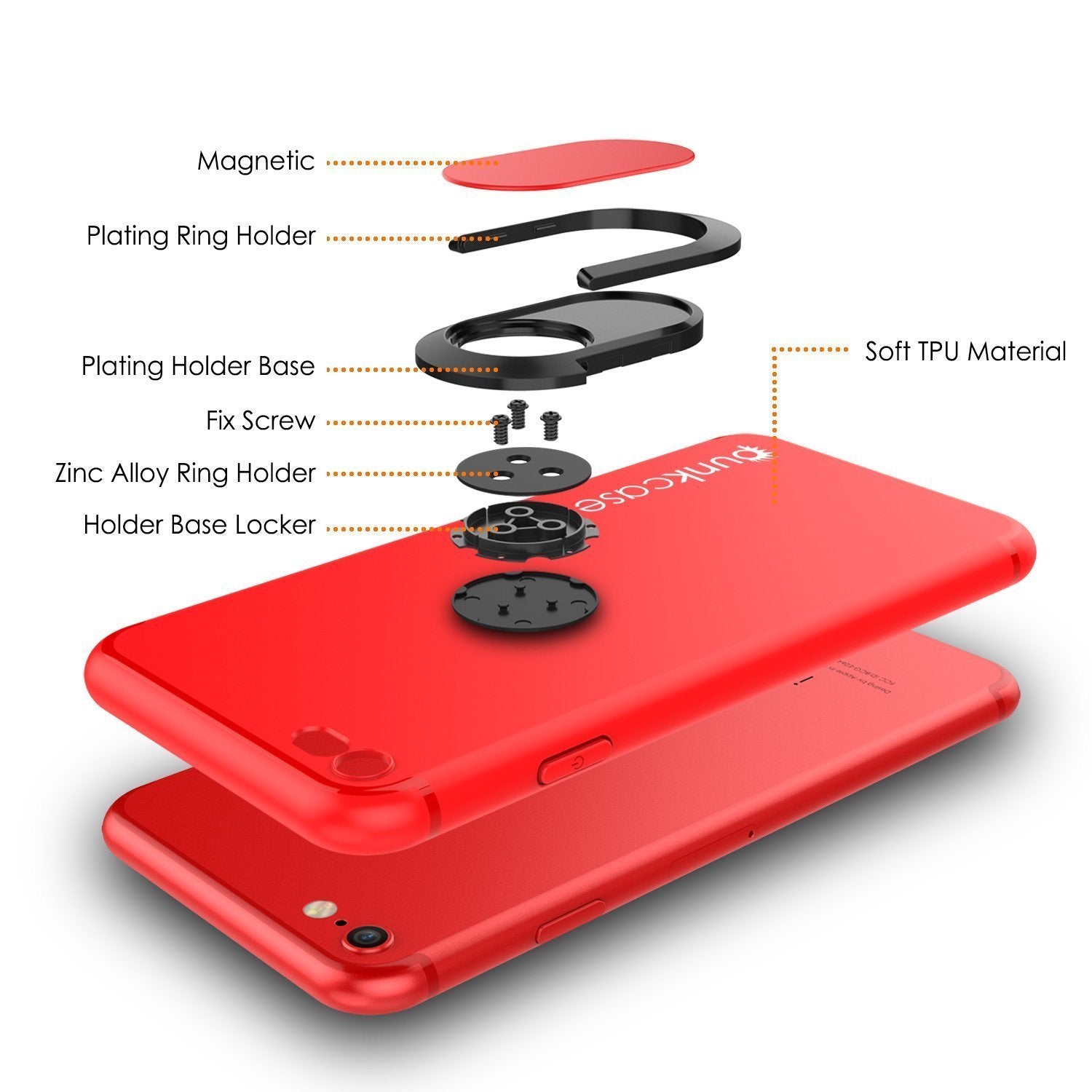 iPhone 8 Case, Punkcase Magnetix Protective TPU Cover W/ Kickstand, Tempered Glass Screen Protector [Red] 