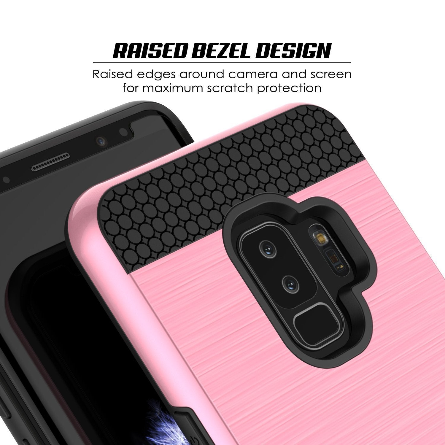 Galaxy S9 Plus Case, PUNKcase [SLOT Series] [Slim Fit] Dual-Layer Armor Cover w/Integrated Anti-Shock System [Pink] (Color in image: Black)