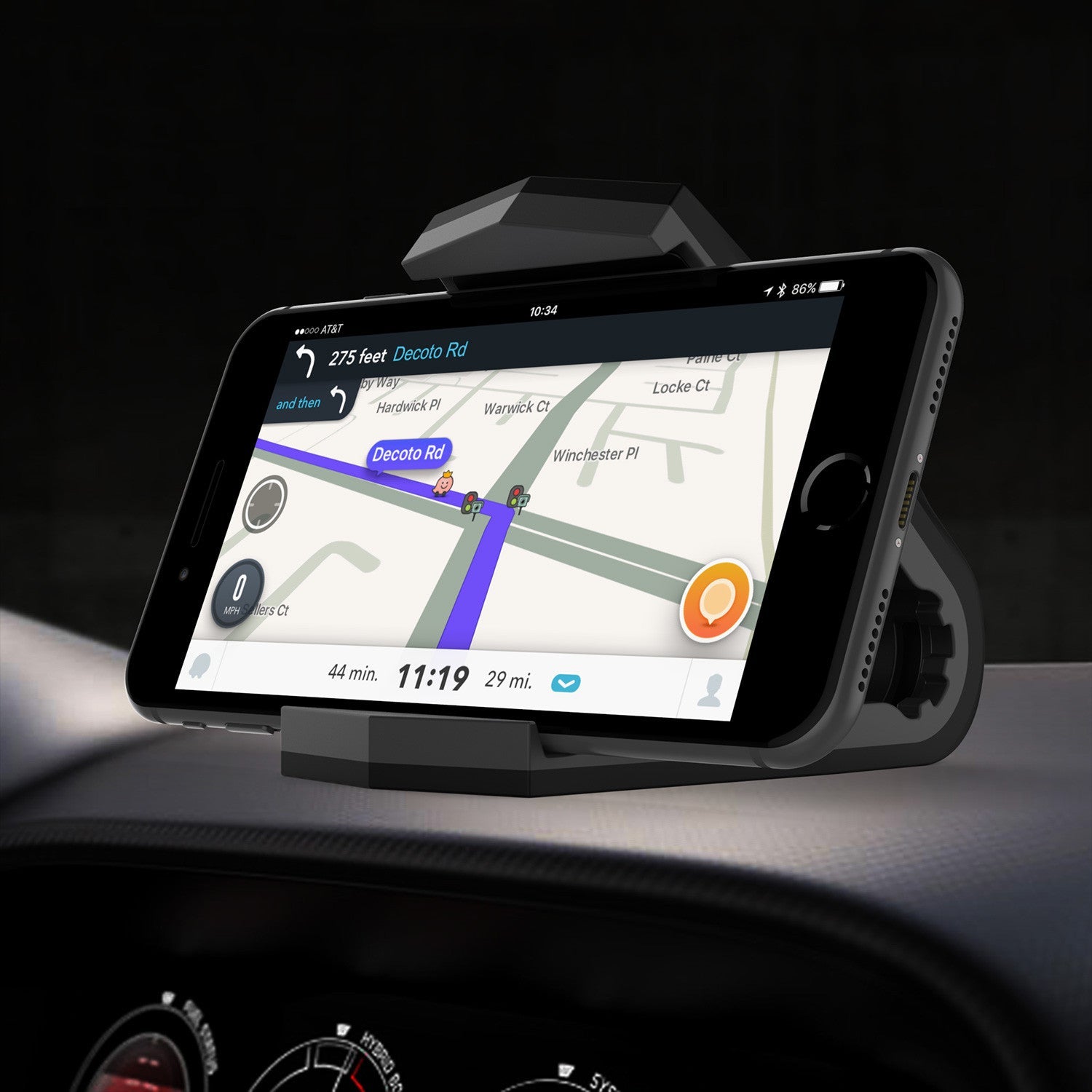 Suporte de telefone para carro PUNKCASE Viper preto, suporte de painel universal para todos os smartphones, design discreto e elegante, operação com uma mão.