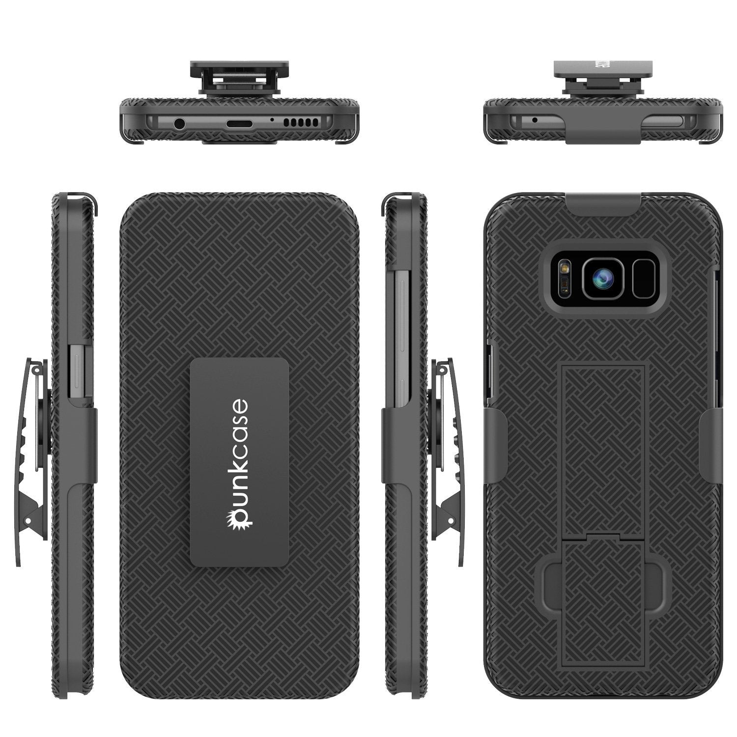 Punkcase Galaxy S8 PlusCase, With PunkShield Glass Screen Protector, Holster Belt Clip & Built-In Kickstand Non-Slip Dual Layer Hybrid TPU Full Body Protection for Samsung S8 Plus Edge [Black] 