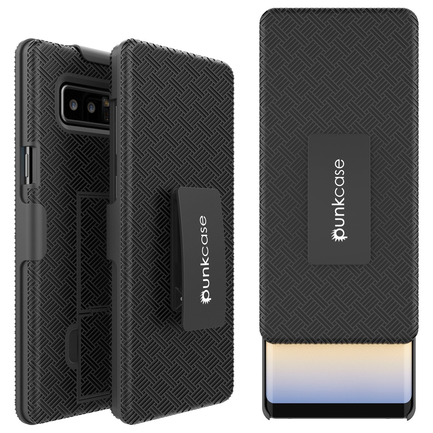 Capa Punkcase Galaxy Note 8, com protetor de tela de vidro PunkShield, clipe de cinto, suporte embutido e proteção total de corpo duplo híbrido de TPU anti-derrapante para Samsung Note 8 [Preto]