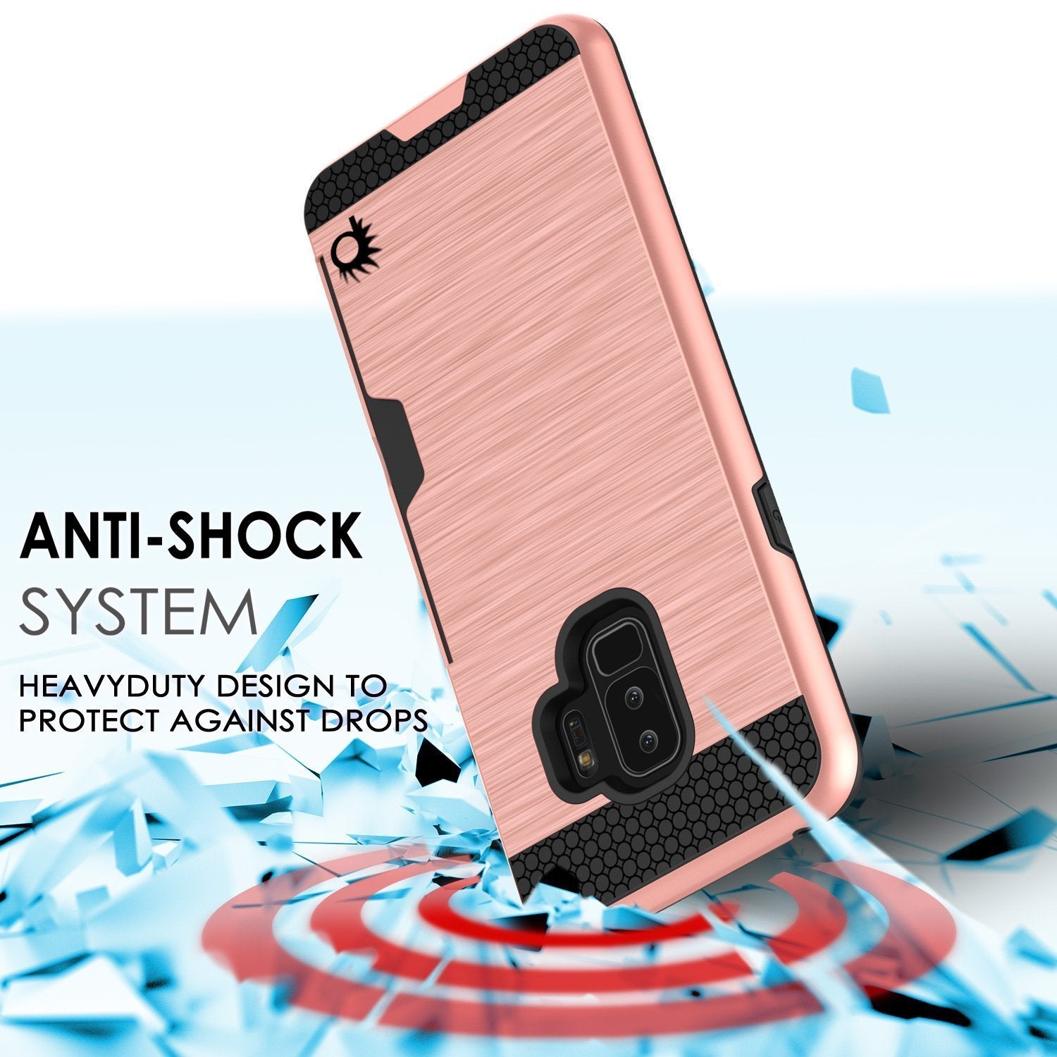 Galaxy S9 Plus Case, PUNKcase [SLOT Series] [Slim Fit] Dual-Layer Armor Cover w/Integrated Anti-Shock System, Credit Card Slot  [Rose Gold] (Color in image: Gold)