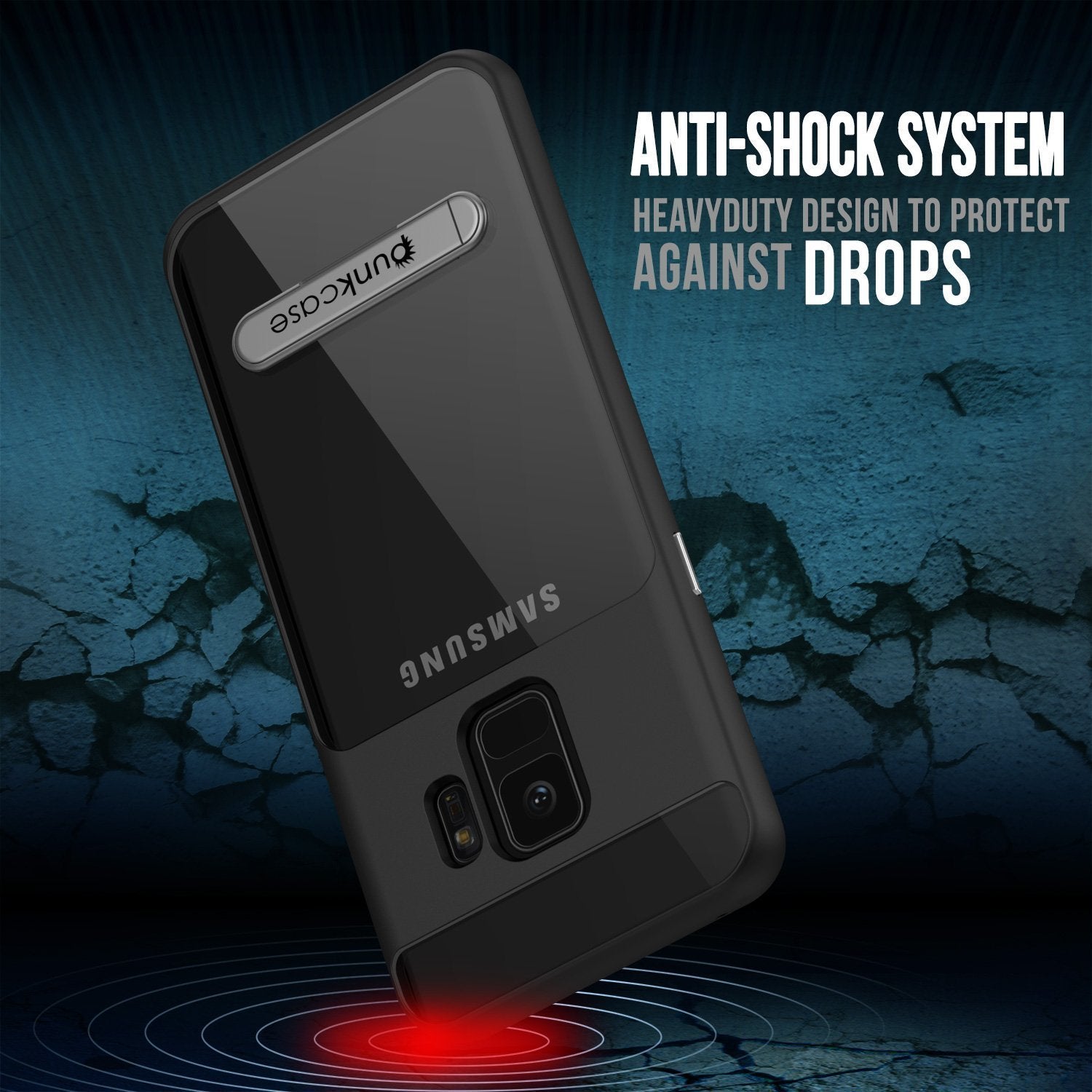 Galaxy S9 Case, PUNKcase [LUCID 3.0 Series] [Slim Fit] [Clear Back] Armor Cover w/ Integrated Kickstand, Anti-Shock System & PUNKSHIELD Screen Protector for Samsung Galaxy S9 [Black] (Color in image: Gold)