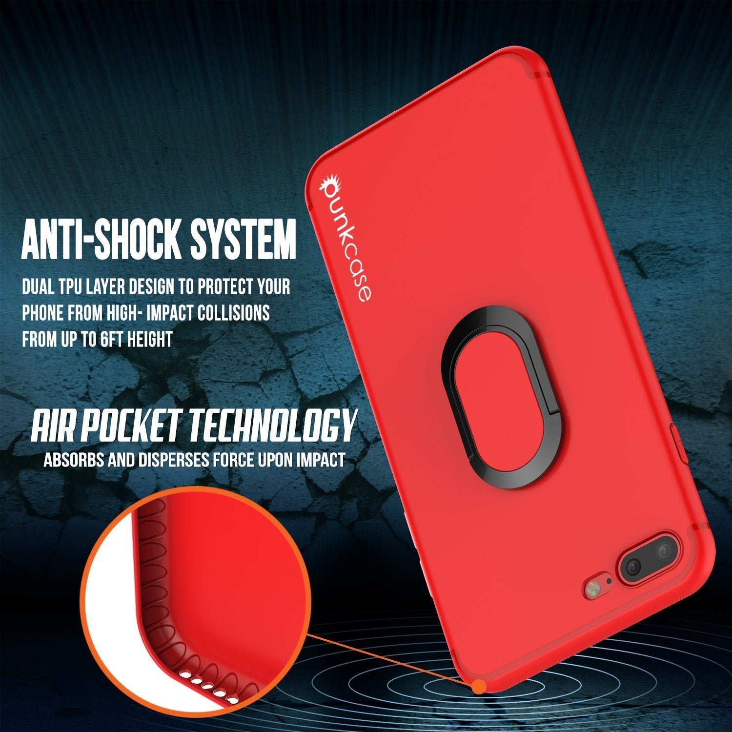 iPhone 8 PLUS Case, Punkcase Magnetix Protective TPU Cover W/ Kickstand, Tempered Glass Screen Protector [Red] 