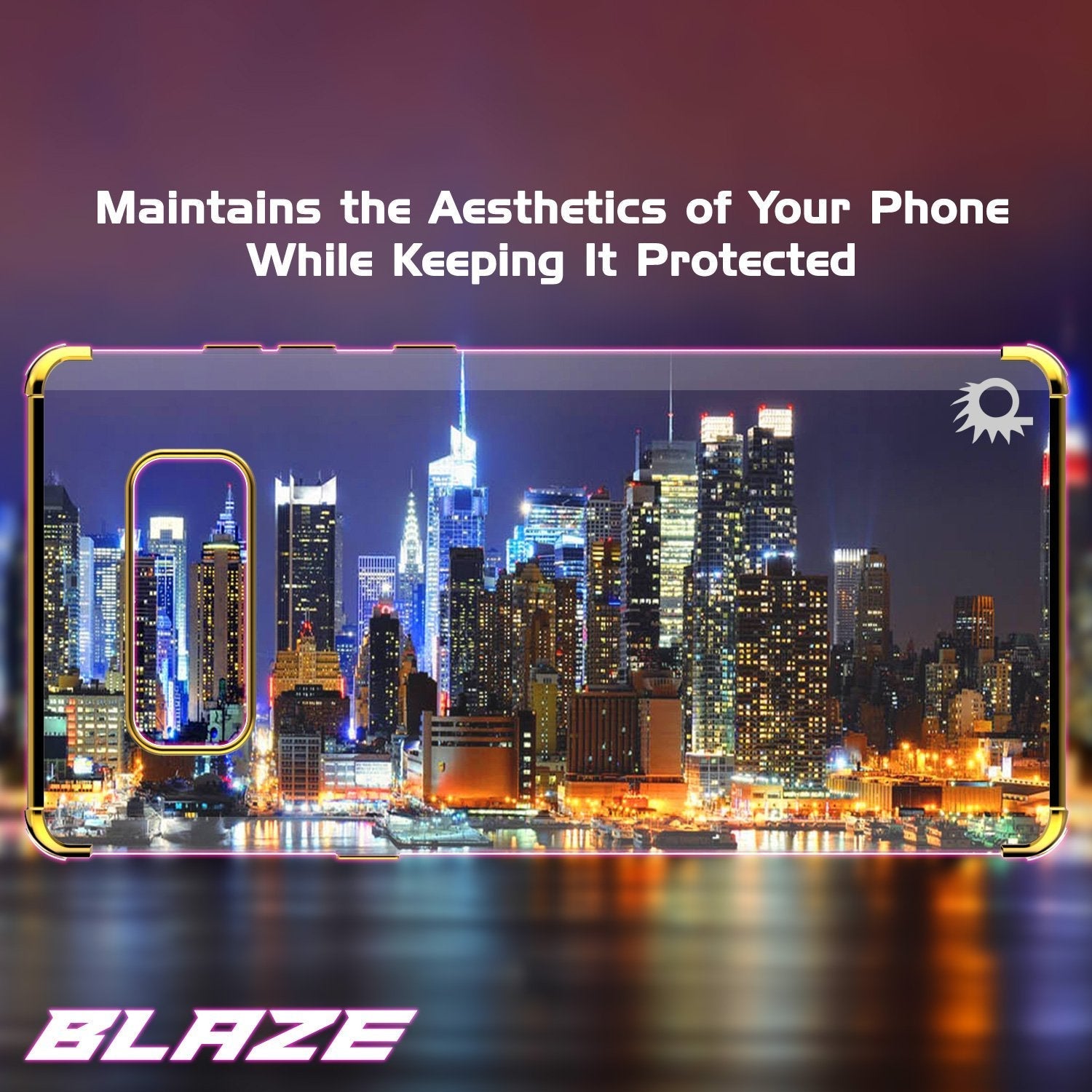 Note 8 Case, Punkcase [BLAZE SERIES] Protective Cover W/ PunkShield Screen Protector [Shockproof] [Slim Fit] for Samsung Galaxy Note 8 [Gold] 