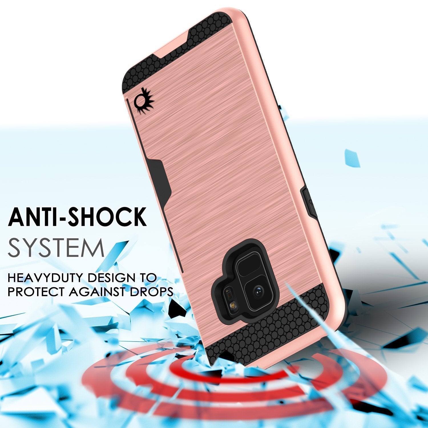 Galaxy S9 Case, PUNKcase [SLOT Series] [Slim Fit] Dual-Layer Armor Cover w/Integrated Anti-Shock System, Credit Card Slot [Rose Gold] (Color in image: Silver)