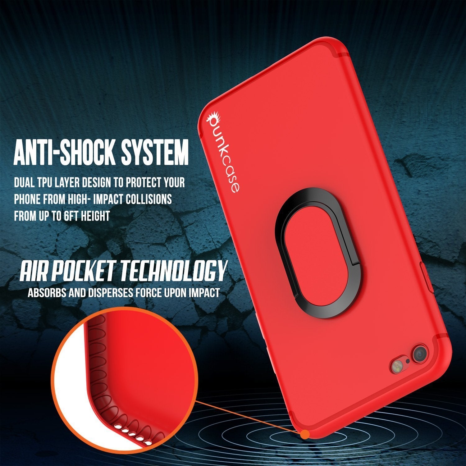 iPhone 8 Case, Punkcase Magnetix Protective TPU Cover W/ Kickstand, Tempered Glass Screen Protector [Red] 
