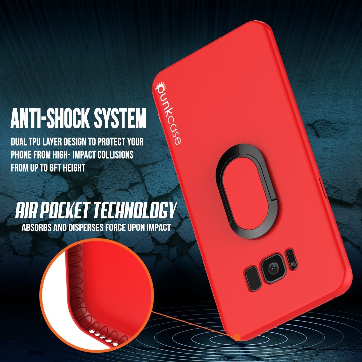 Galaxy S8 Case, Punkcase Magnetix Protective TPU Cover W/ Kickstand, Screen Protector [Red] 