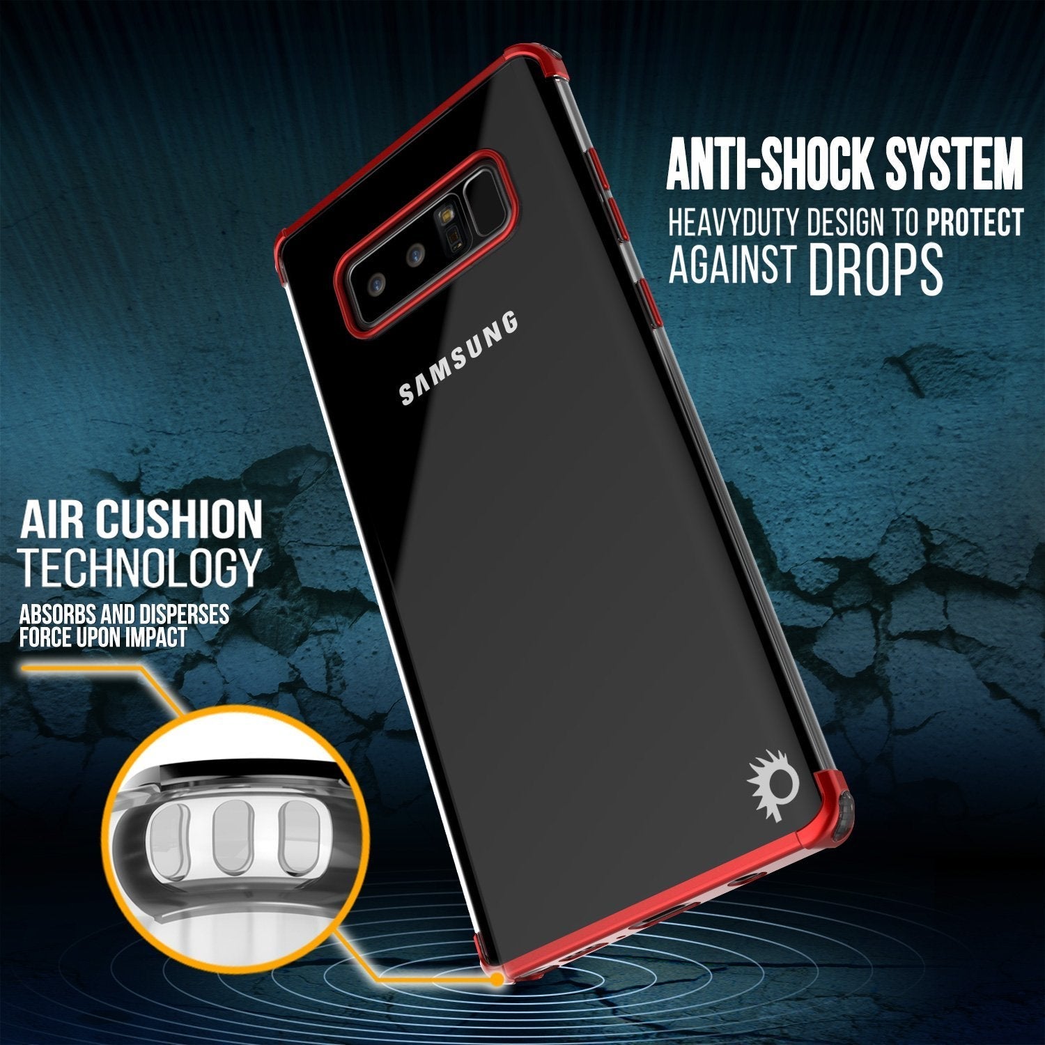 Note 8 Case, Punkcase [BLAZE SERIES] Protective Cover W/ PunkShield Screen Protector [Shockproof] [Slim Fit] for Samsung Galaxy Note 8 [Red] (Color in image: Gold)
