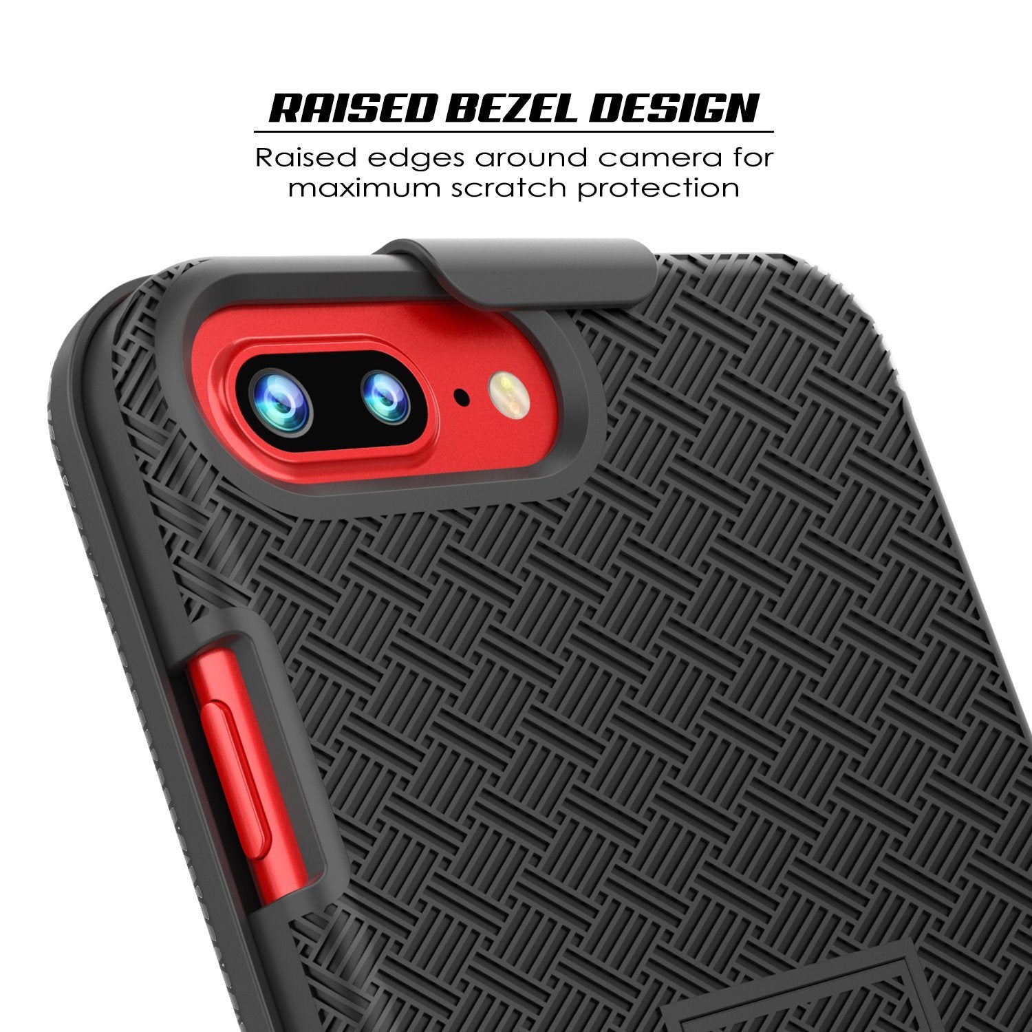 Punkcase iPhone 8 / 7 Plus Case With Tempered Glass Screen Protector, Holster Belt Clip & Built-In Kickstand Non Slip Dual Layer Hybrid TPU Full Body Protection [Thin Fit] for Apple iPhone 7+ & 8+ [Black] 