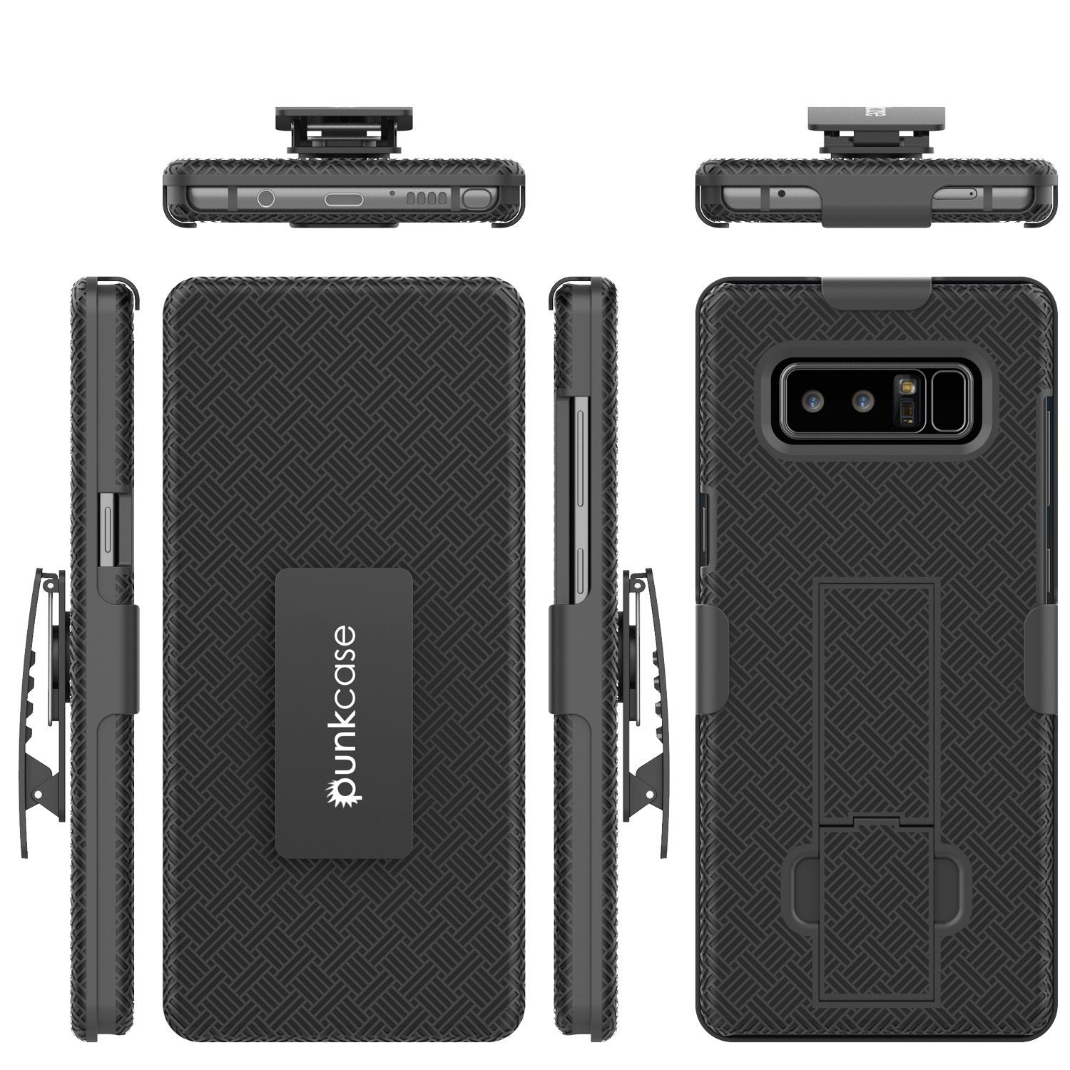 Punkcase Galaxy Note 8 Case, With PunkShield Glass Screen Protector, Holster Belt Clip & Built-In Kickstand Non-Slip Dual Layer Hybrid TPU Full Body Protection for Samsung Note 8 [Black] 
