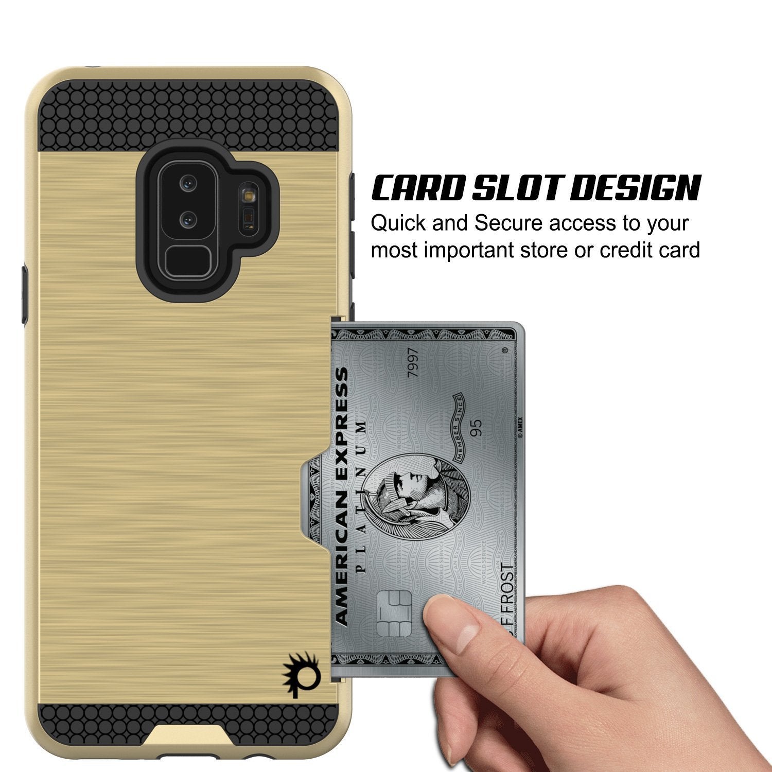 Galaxy S9 Plus Case, PUNKcase [SLOT Series] [Slim Fit] Dual-Layer Armor Cover w/Integrated Anti-Shock System [Gold] (Color in image: Silver)