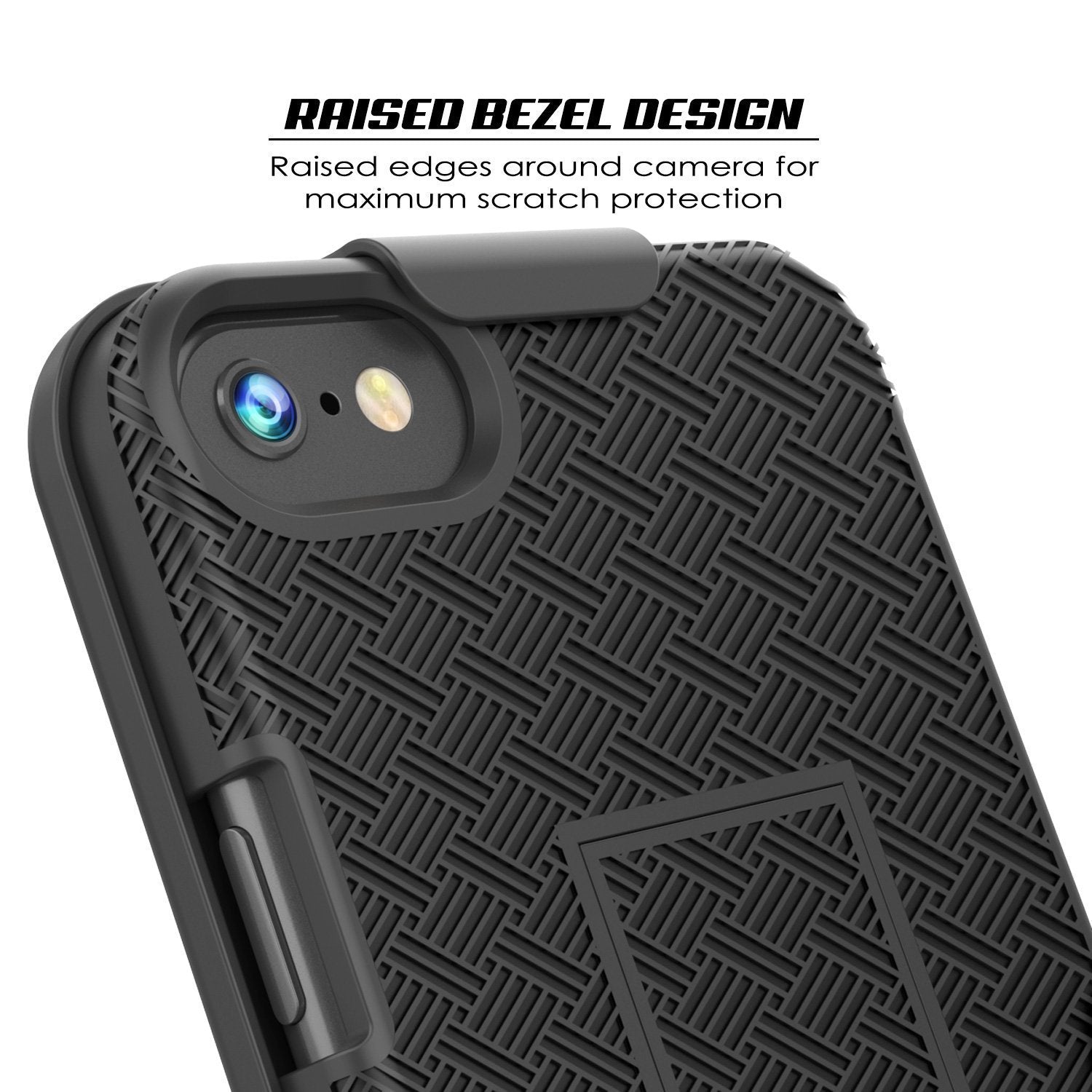 Punkcase iPhone SE (4.7") Case With Tempered Glass Screen Protector, Holster Belt Clip & Built-In Kickstand Non Slip Dual Layer Hybrid TPU Full Body Protection [Thin Fit] for Apple iPhone 7 & 8 [Black] 