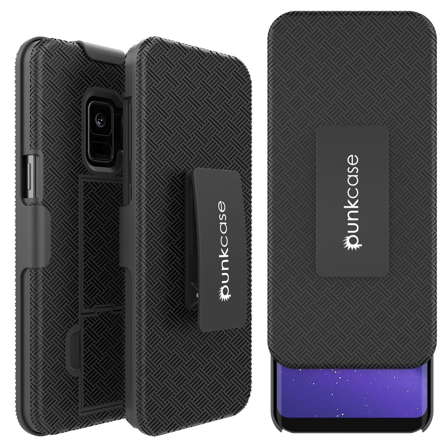 Capa Punkcase para Galaxy S9 com Protetor de Tela, Clipe para Cinto, e Suporte Integrado Não Escorregadio de Dupla Camada de TPU para Proteção Total do Corpo [Modelo Fino], para Samsung Galaxy S9 Edge [Preto]