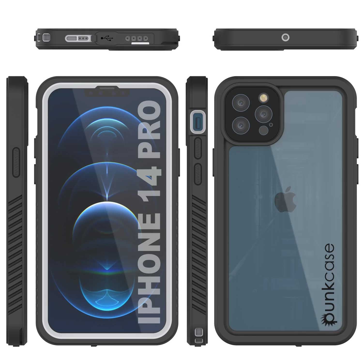 iPhone 14 Pro Waterproof Case, Punkcase [Extreme Series] Armor Cover W/ Built In Screen Protector [White] (Color in image: Teal)
