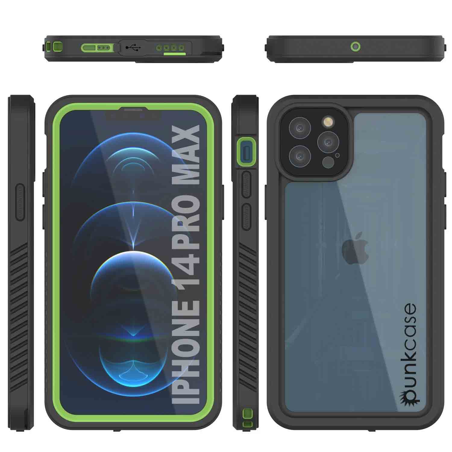 Products iPhone 14 Pro Max Waterproof Case, Punkcase [Extreme Series] Armor Cover W/ Built In Screen Protector [Light Green] (Color in image: Red)