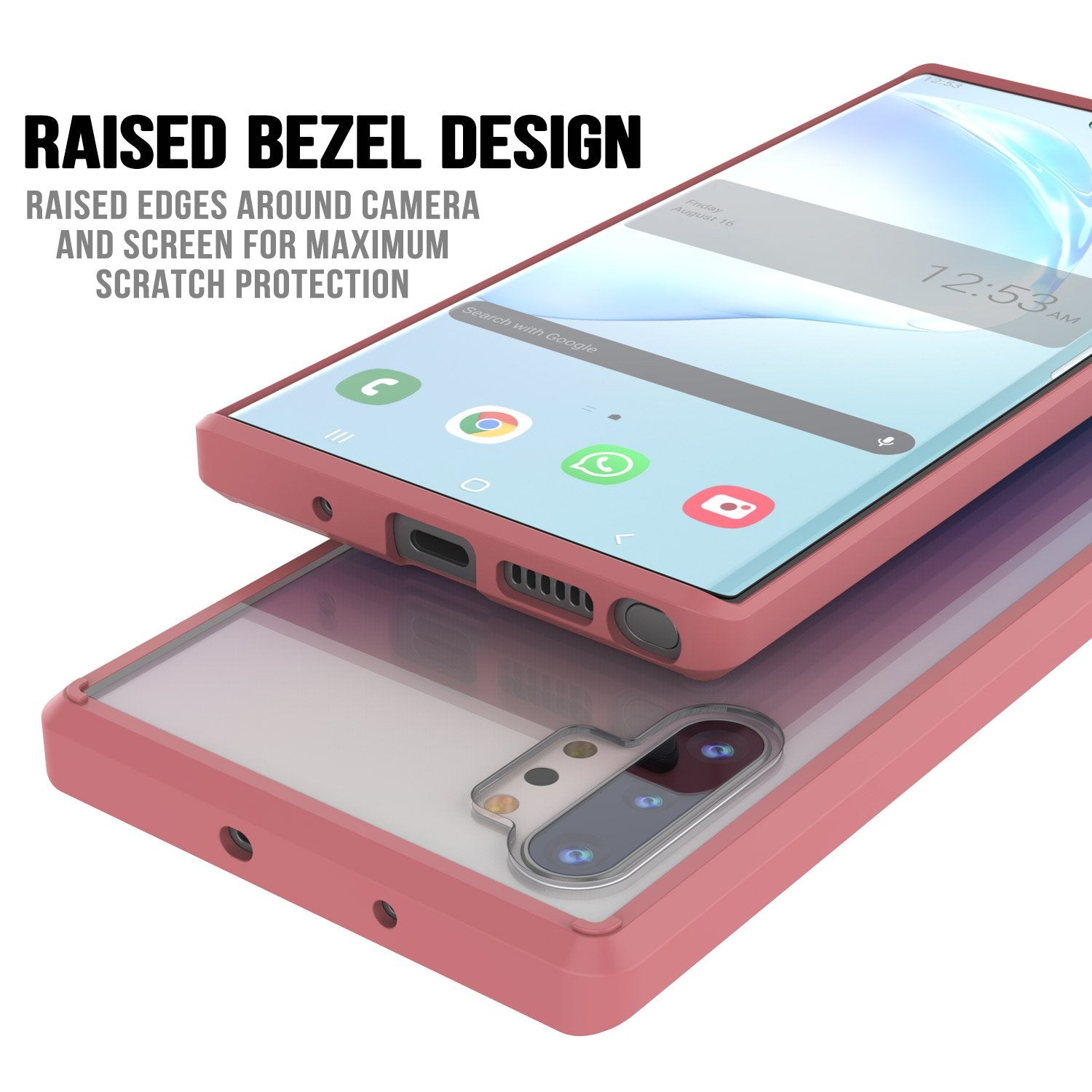Galaxy Note 10+ Plus Punkcase Lucid-2.0 Series Slim Fit Armor Pink Case Cover (Color in image: Clear)