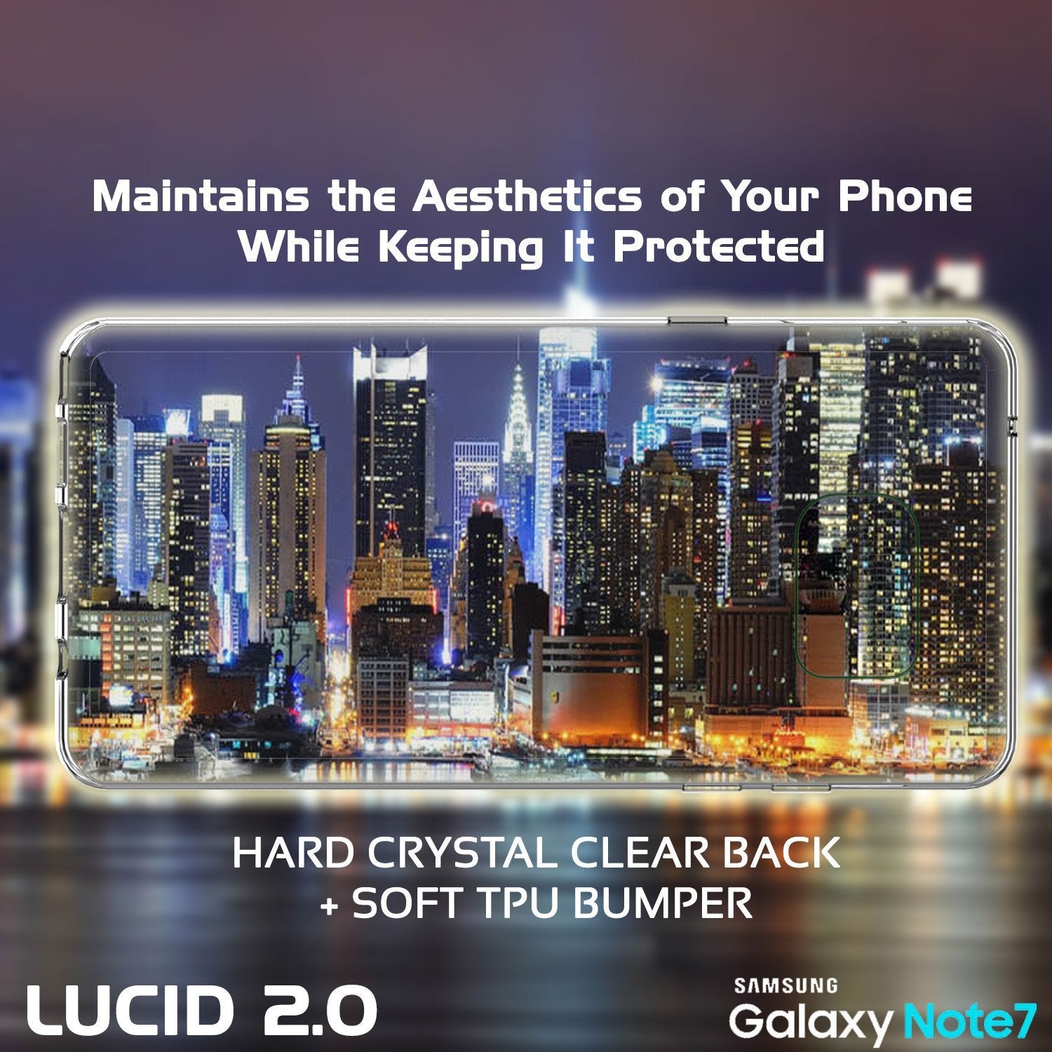 Note 7 Case Punkcase® LUCID 2.0 Clear Series Series w/ PUNK SHIELD Screen Protector | Ultra Fit (Color in image: teal)