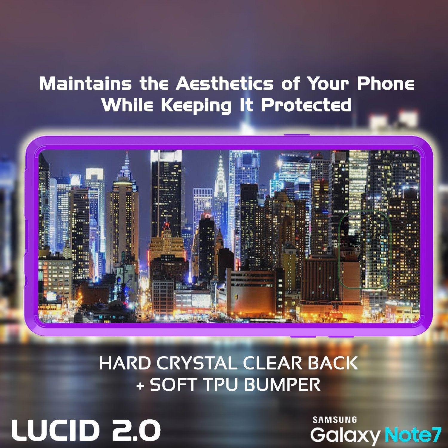 Note 7 Case Punkcase® LUCID 2.0 Purple Series w/ PUNK SHIELD Screen Protector | Ultra Fit (Color in image: black)