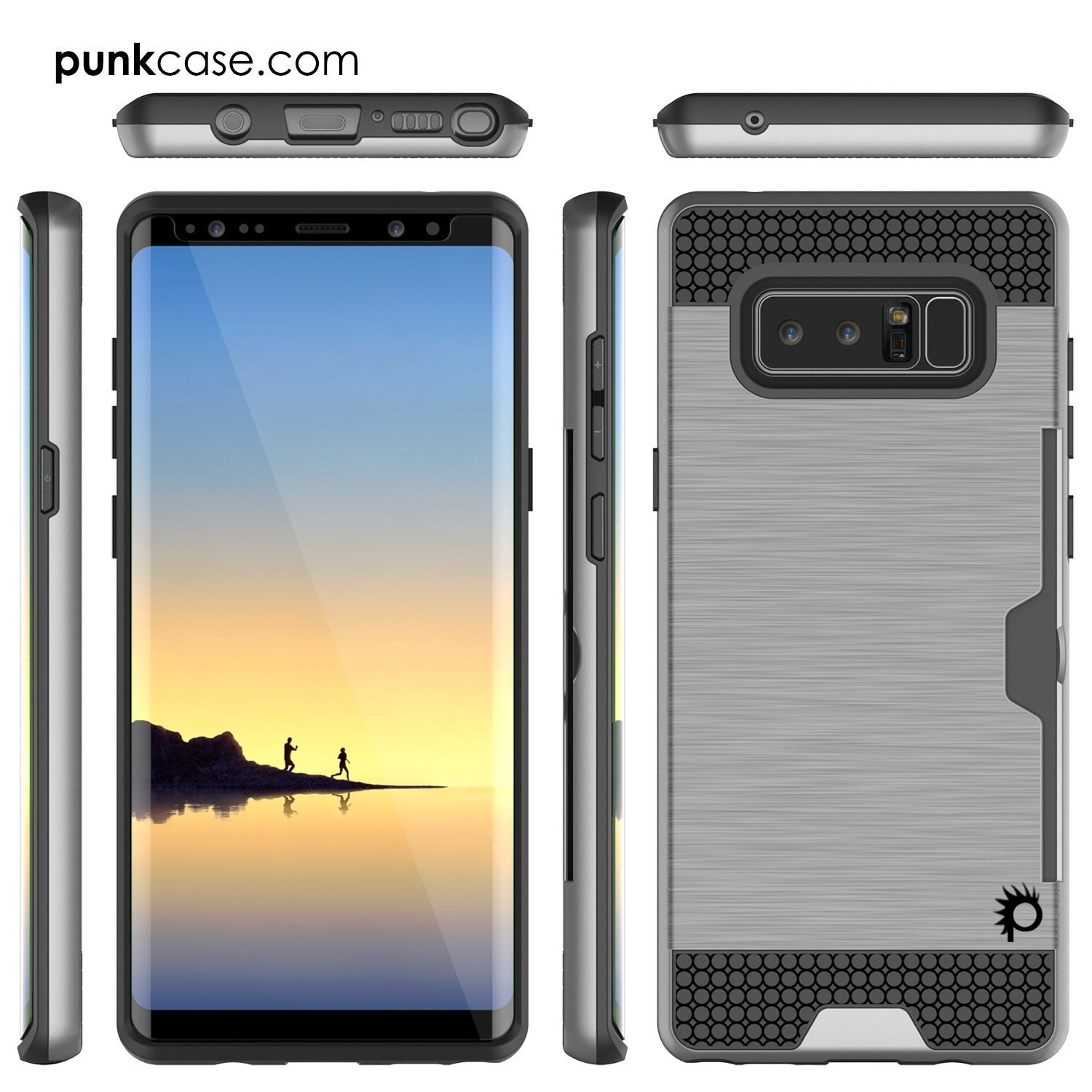 Galaxy Note 8 Case, PUNKcase [SLOT Series] Slim Fit  Samsung Note 8  [Grey] (Color in image: Navy)