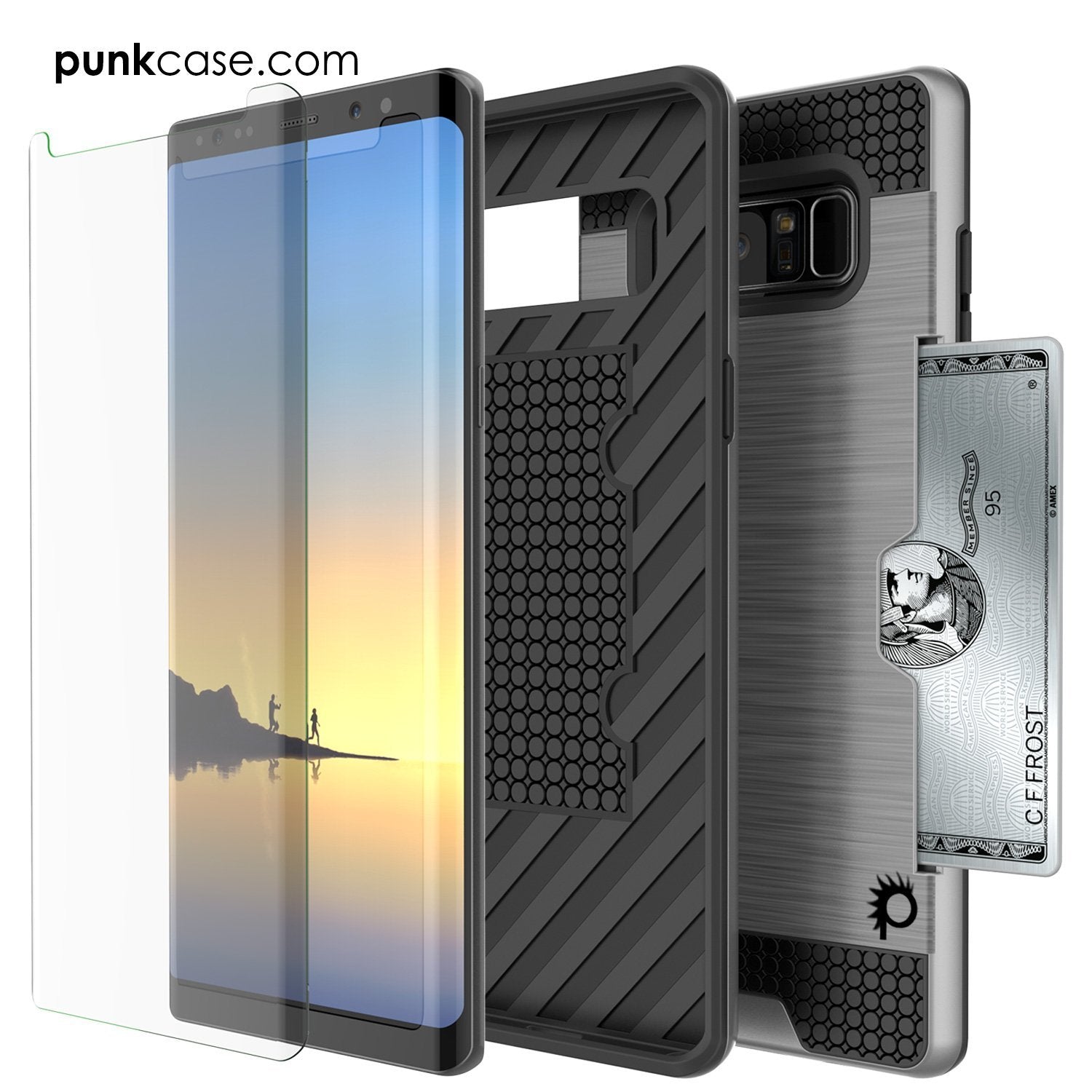 Galaxy Note 8 Case, PUNKcase [SLOT Series] Slim Fit  Samsung Note 8  [Grey] (Color in image: White)