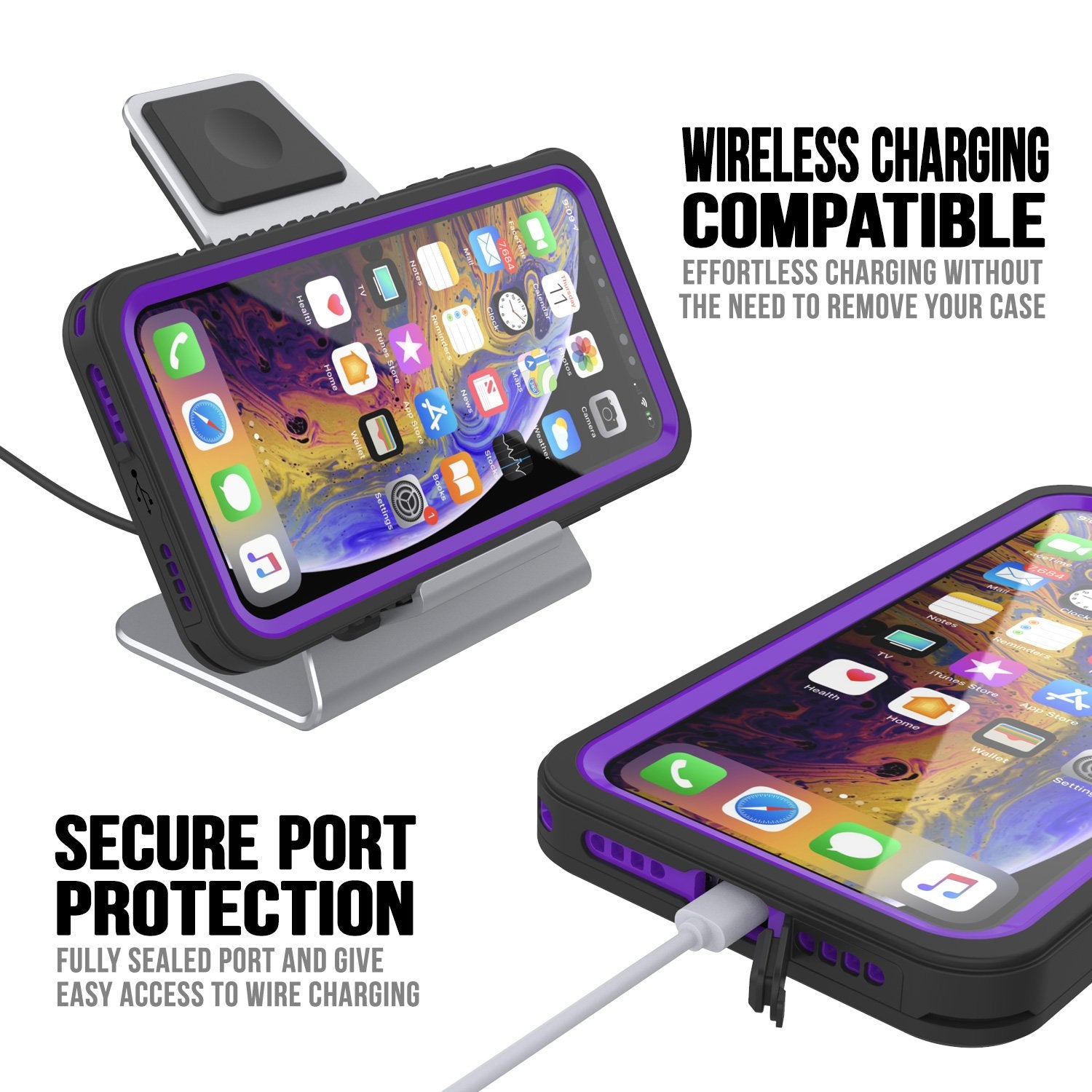 Capinha impermeável para iPhone 11 Pro Max, Punkcase [Série Extreme] Capinha de armadura com protetor de tela embutido  [Roxa]