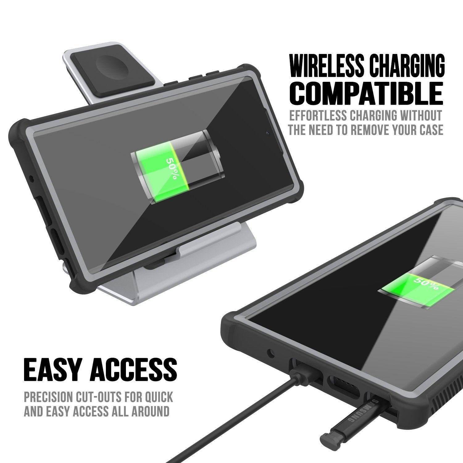 Punkcase Galaxy Note 10 Case, [Spartan Series] Black Rugged Heavy Duty Cover W/Built in Screen Protector (Color in image: Teal)