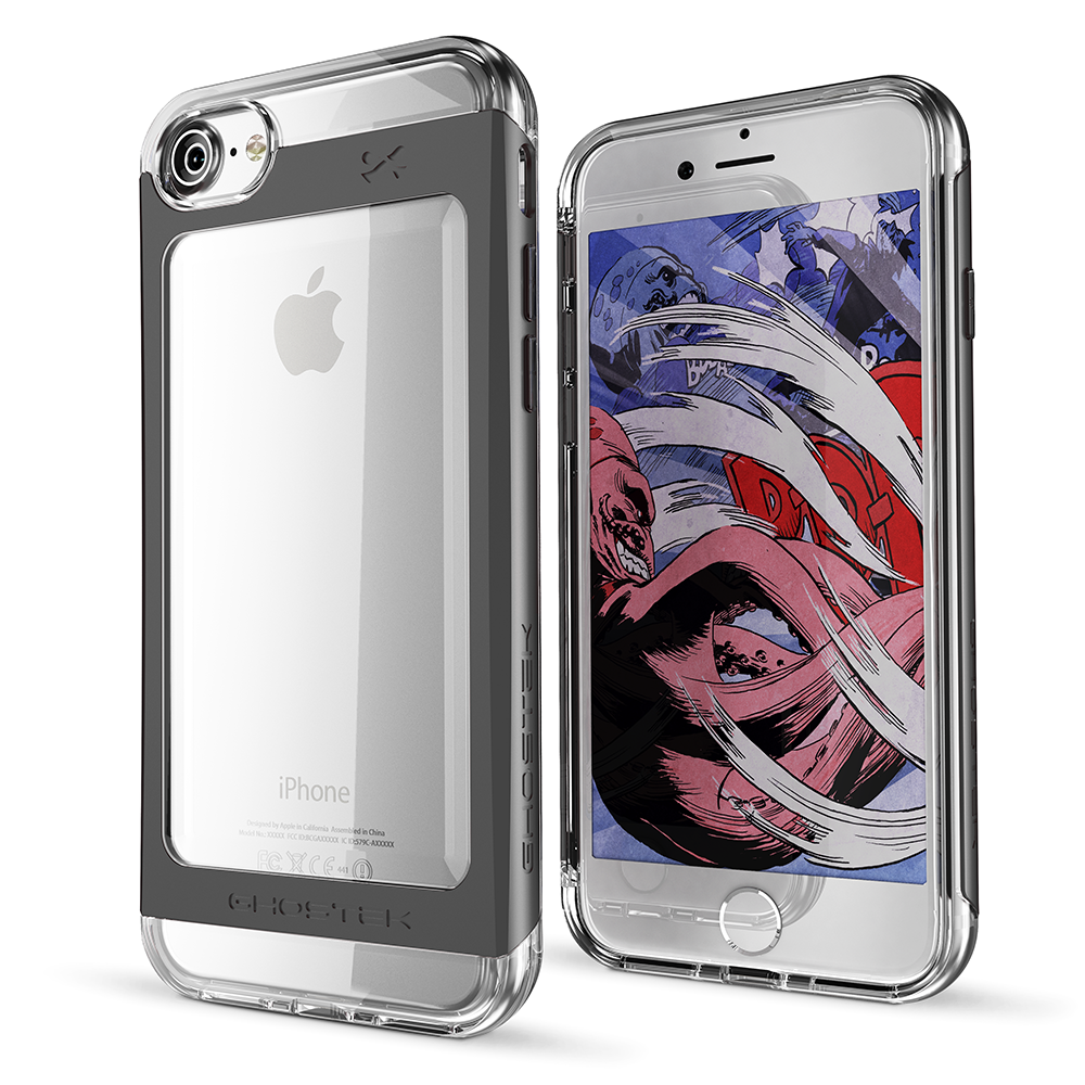 Capa para iPhone 7, Ghostek® Cloak 2.0 preto com Protetor de Tela à Prova de Explosões | Moldura de Alumínio