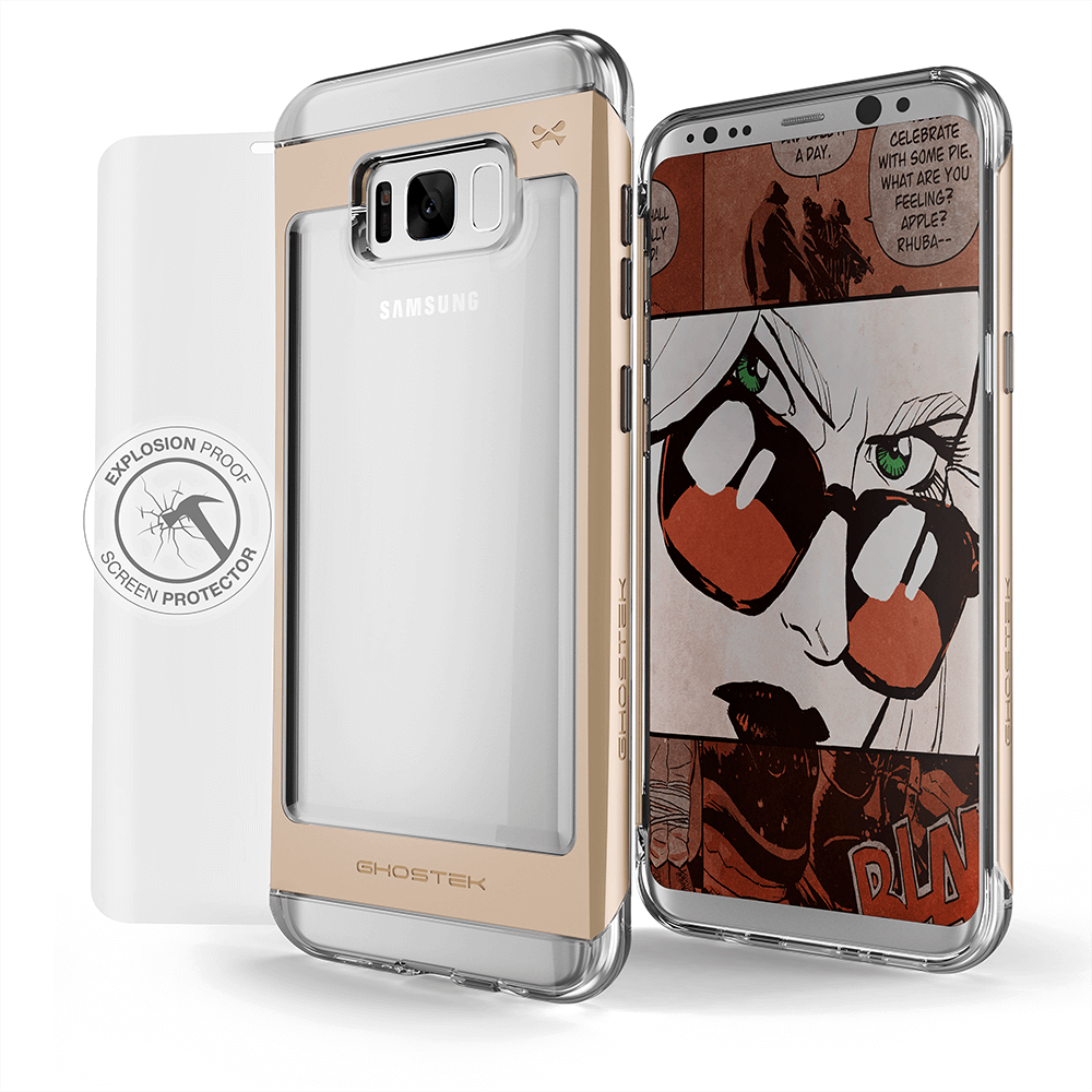 Capa Galaxy S8, Ghostek® Cloak 2.0 Dourada com Protetor de Tela à Prova de Explosão | Estrutura de Alumínio