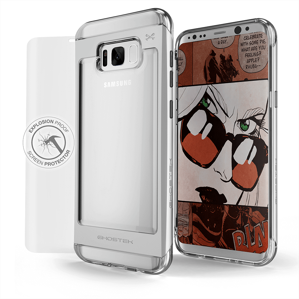 Capa Galaxy S8, Série Silver Ghostek® 2.0 com Protetor de Tela à Prova de Explosão | Moldura de Alumínio