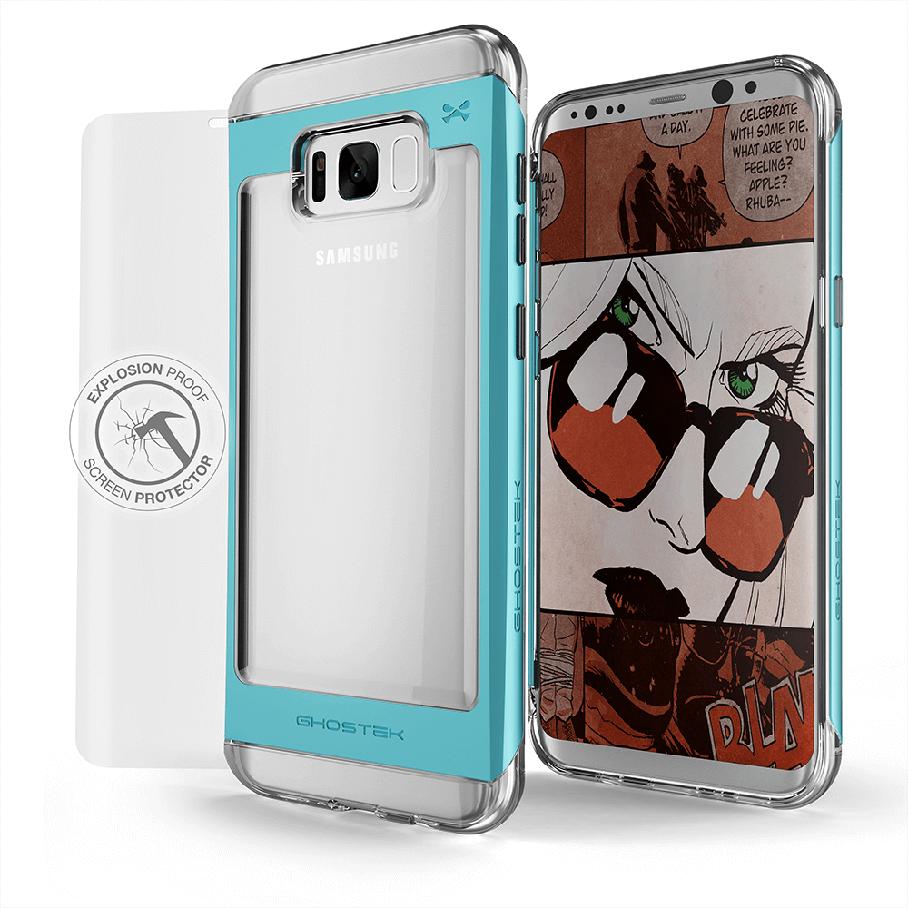 Capa Galaxy S8, Série Fantasma 2.0 Teal com Protetor de Tela à Prova de Explosão | Moldura de Alumínio