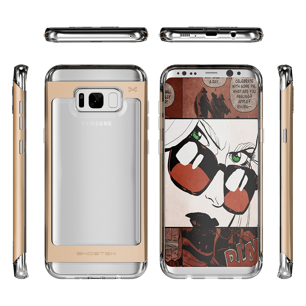 Galaxy S8 Case, Ghostek® Cloak 2.0 Gold w/ Explosion-Proof Screen Protector | Aluminum Frame (Color in image: Black)