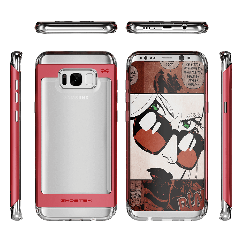 Galaxy S8 Case, Ghostek® 2.0 Red Series w/ Explosion-Proof Screen Protector | Aluminum Frame (Color in image: Pink)