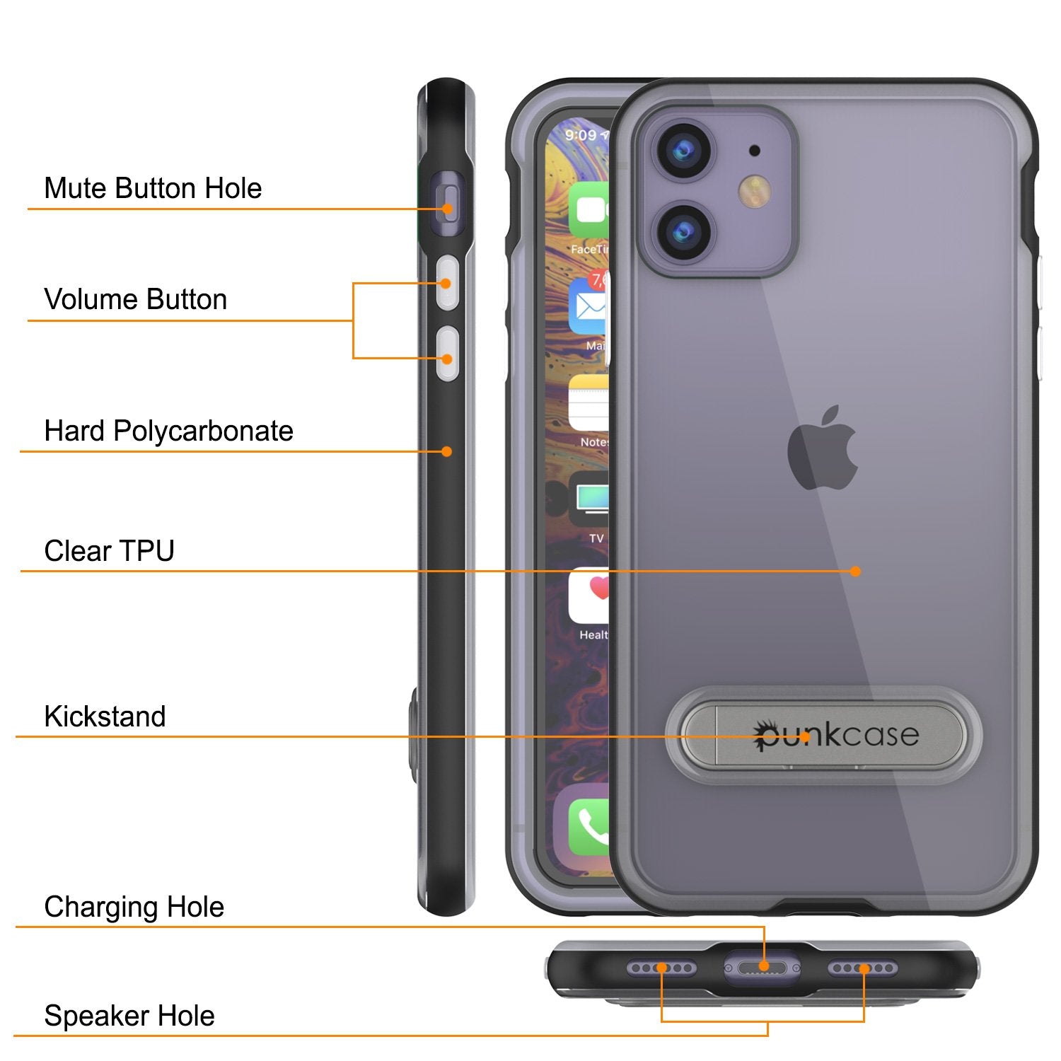 iPhone 11 Case, PUNKcase [LUCID 3.0 Series] [Slim Fit] Armor Cover w/ Integrated Screen Protector [Black] (Color in image: Gold)