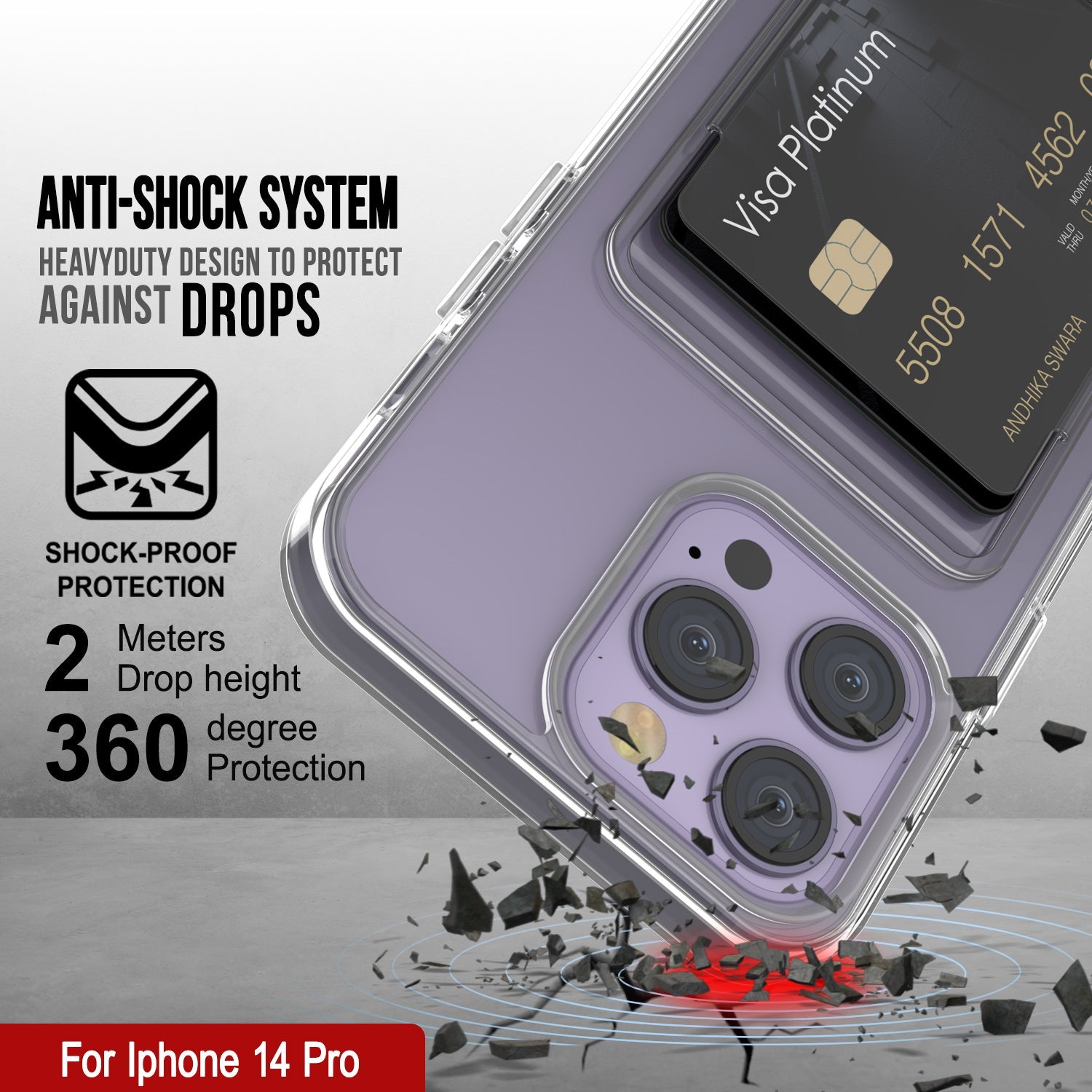Capa para iPhone 14 Pro com Porta-cartões [Série Crystal CardSlot] [Ajuste Slim]