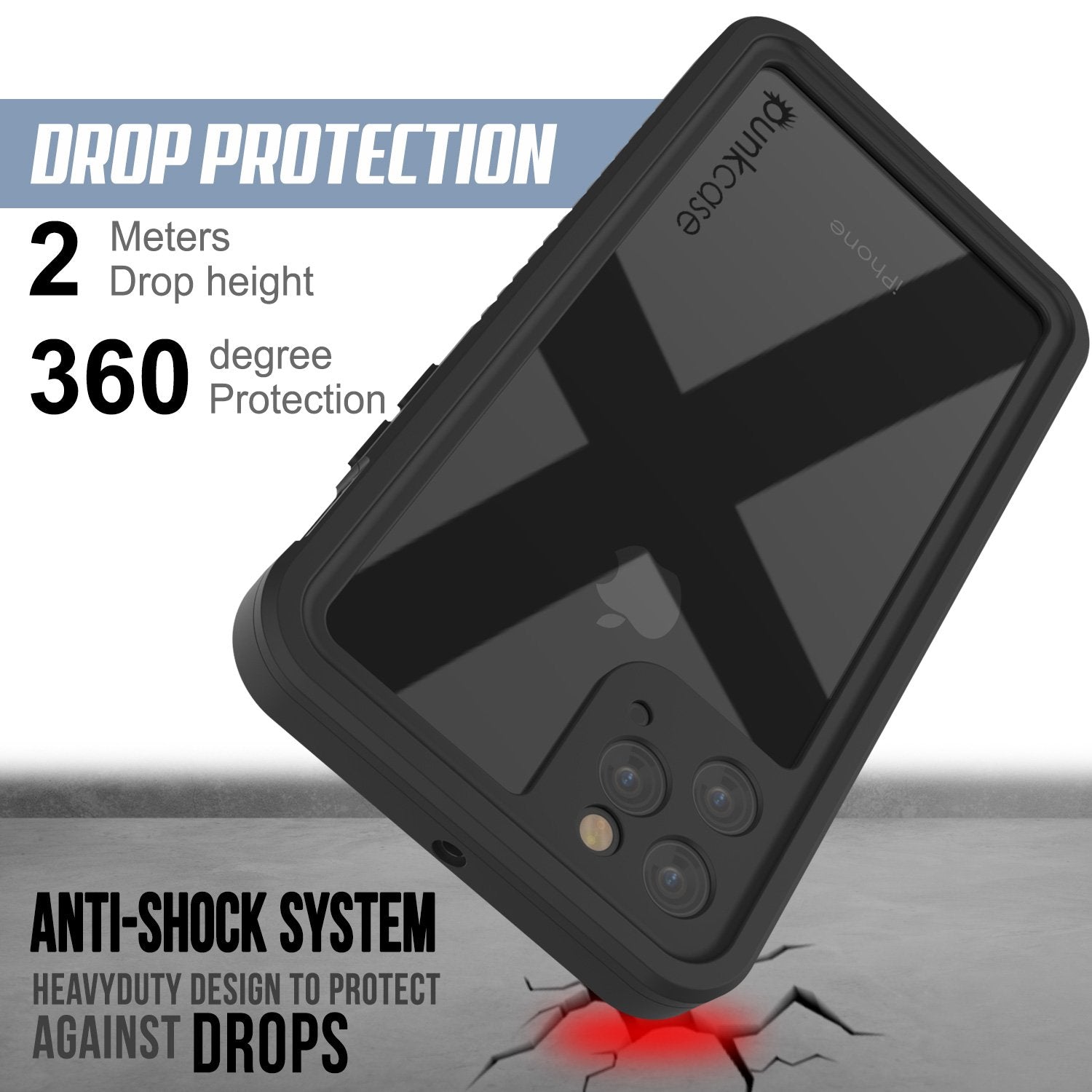 Capinha impermeável para iPhone 11 Pro Max, Punkcase [Série Extreme] Capinha de armadura com protetor de tela embutido  [Luz Verde]