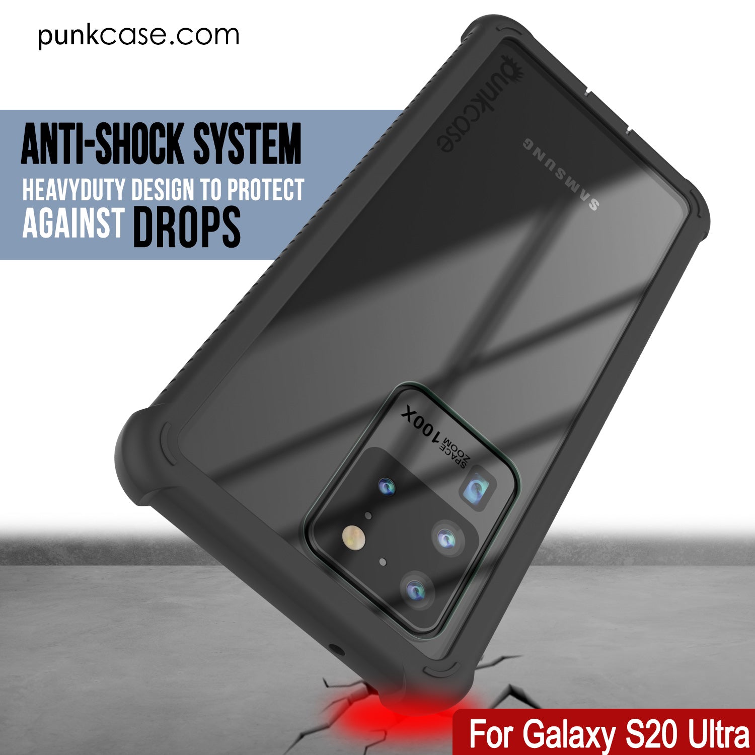PunkCase Galaxy S20 Ultra Case, [Spartan Series] Clear Rugged Heavy Duty Cover W/Built in Screen Protector [Black] (Color in image: white)