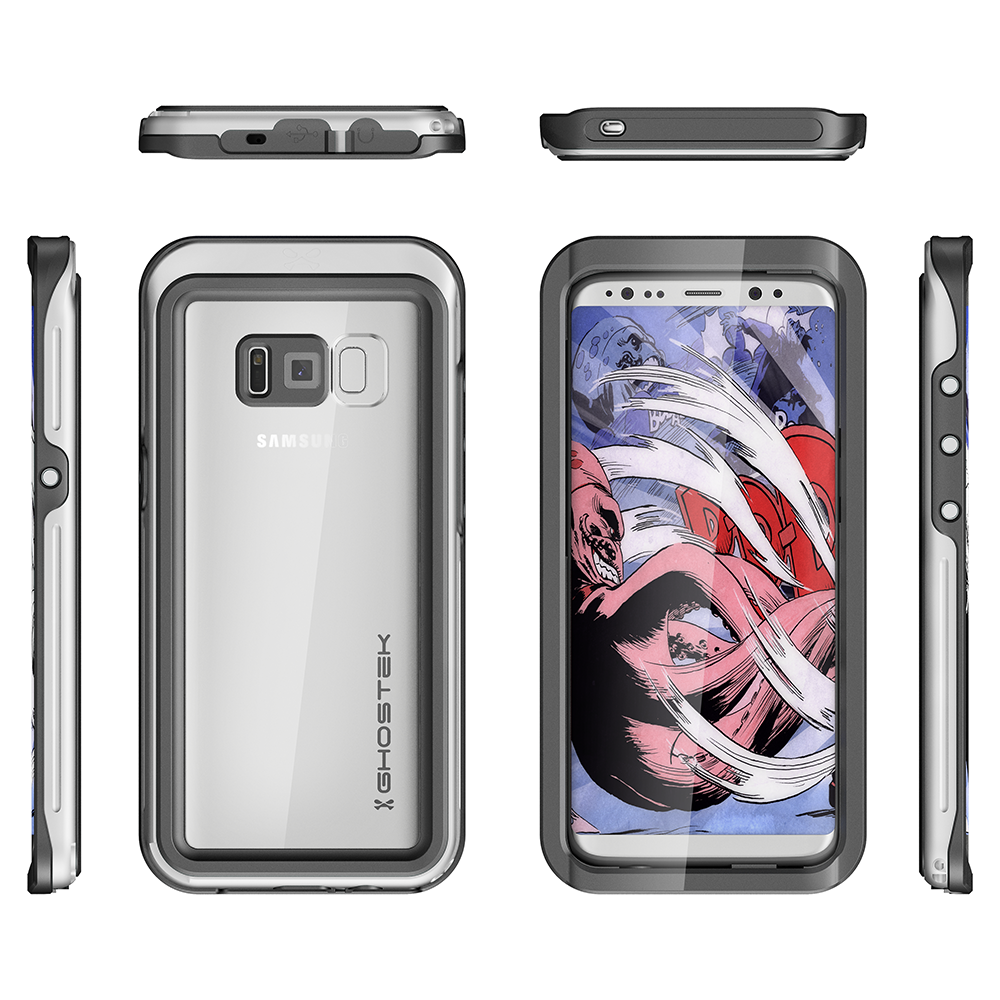 Galaxy S8 Plus Waterproof Case, Ghostek Atomic 3 Series| Underwater | Shockproof | Dirt-proof | Snow-proof | Aluminum Frame | Ultra Fit | (Silver) (Color in image: Pink)