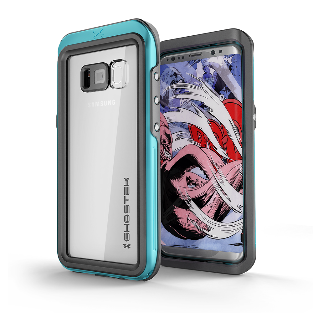 Capa à prova d'água para Galaxy S8 Plus, Ghostek Atomic 3 Series | Subaquático | À prova de choque | À prova de sujeira | À prova de neve | Estrutura de alumínio | Ajuste ultra | (Azul-água)
