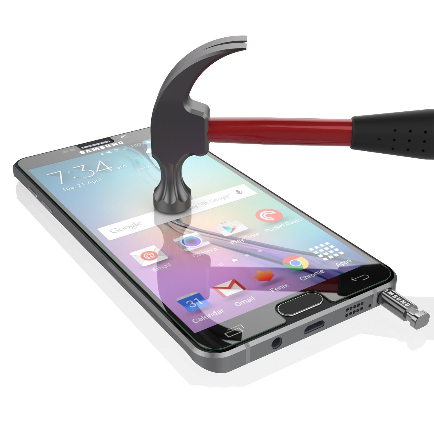 Protetor de tela de vidro temperado Punkcase Glass SHIELD para Galaxy Note 5, espessura de 0,33 mm, vidro 9H