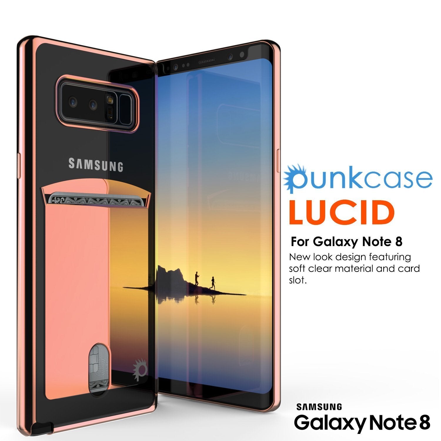 Capa Galaxy Note 8, Série PUNKCASE® LUCID Rose Gold | Slot para Cartão | Protetor de Tela SHIELD