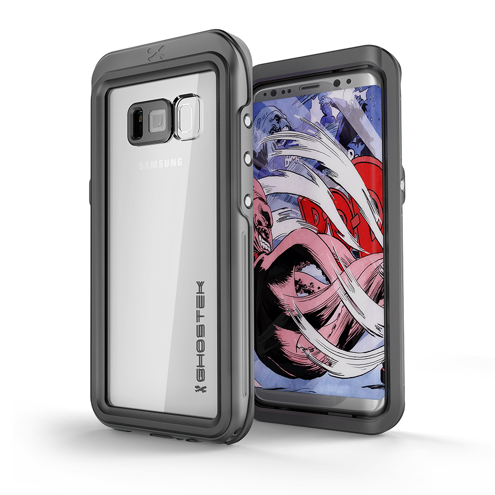 Capa à prova d'água Galaxy S8, Ghostek Atomic 3 Series | À prova de choque | À prova de sujeira | À prova de neve | Moldura de alumínio | (Preto)