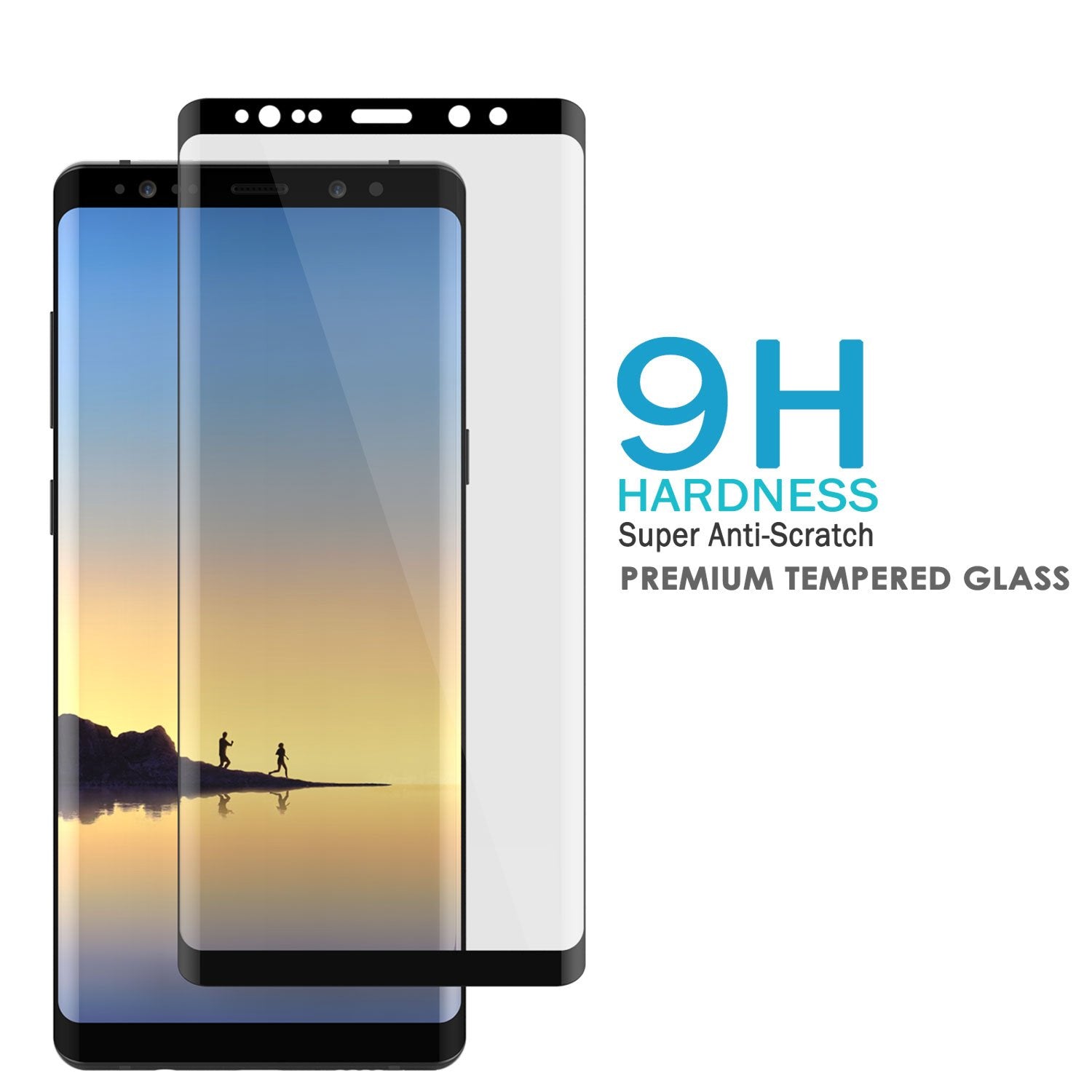 Galaxy Note 8  Black Punkcase Glass SHIELD Tempered Glass Screen Protector 0.33mm Thick 9H Glass (Color in image: Gold)