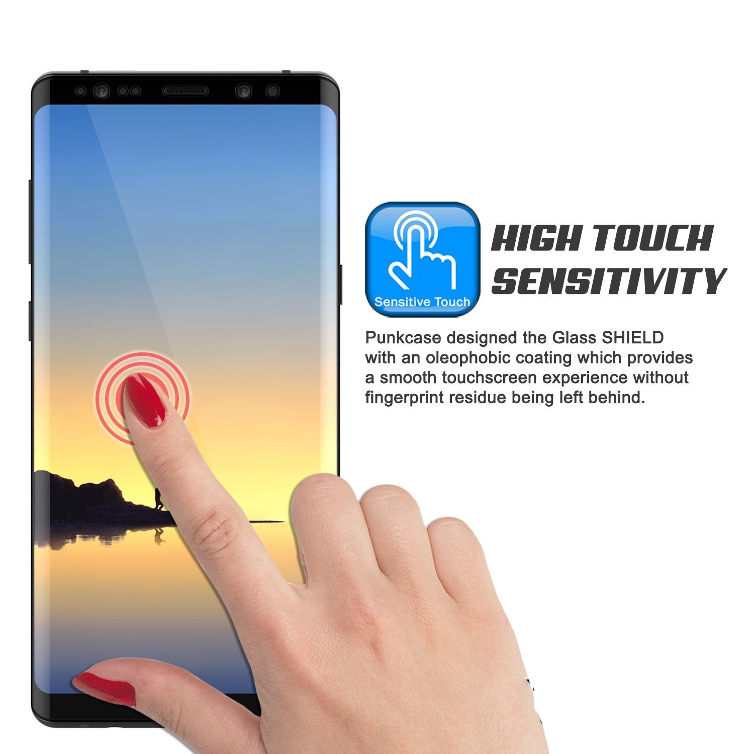 Galaxy Note 8  Black Punkcase Glass SHIELD Tempered Glass Screen Protector 0.33mm Thick 9H Glass (Color in image: White)