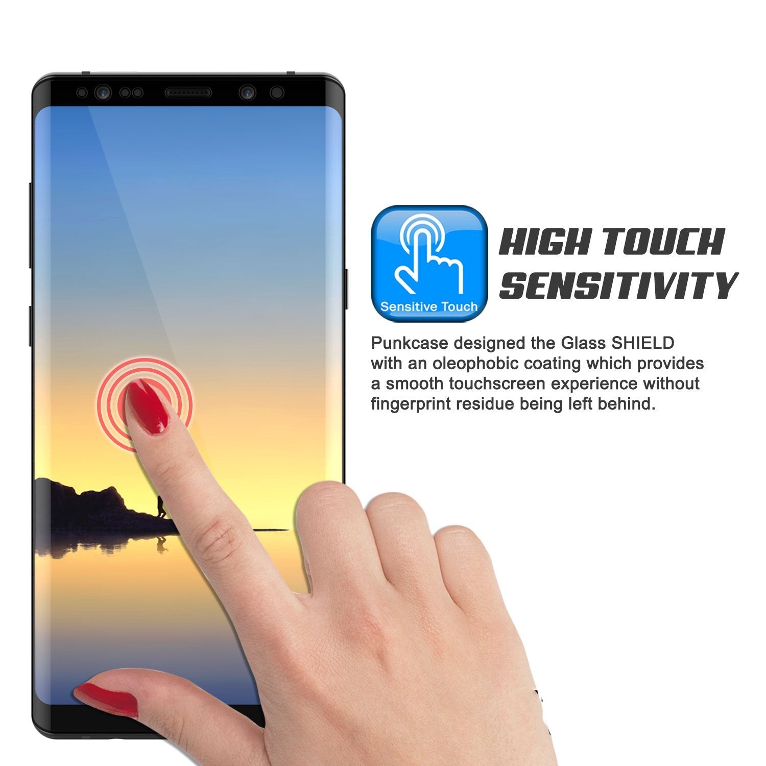 Galaxy Note 9 Black Punkcase Glass SHIELD Tempered Glass Screen Protector 0.33mm Thick 9H Glass (Color in image: White)