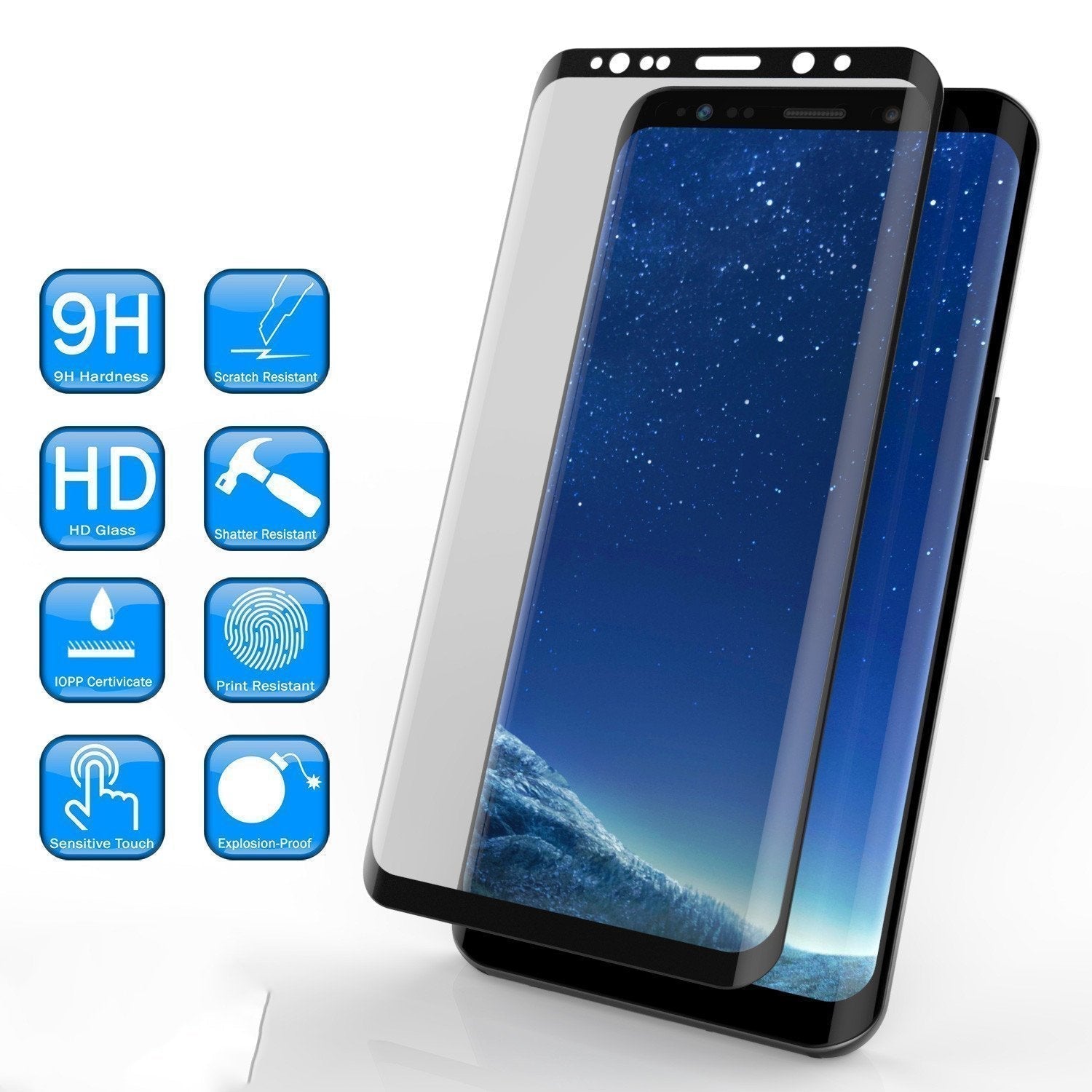 Galaxy S22+ Plus Black Punkcase Glass SHIELD Tempered Glass Screen Protector 0.33mm Thick 9H Glass