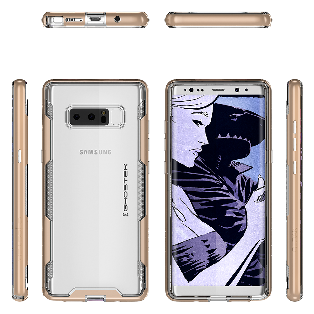 Galaxy Note 8 Case, Ghostek Cloak 3 Galaxy Note 8 Clear Transparent Bumper Case Note 8 2017 | GOLD (Color in image: Pink)
