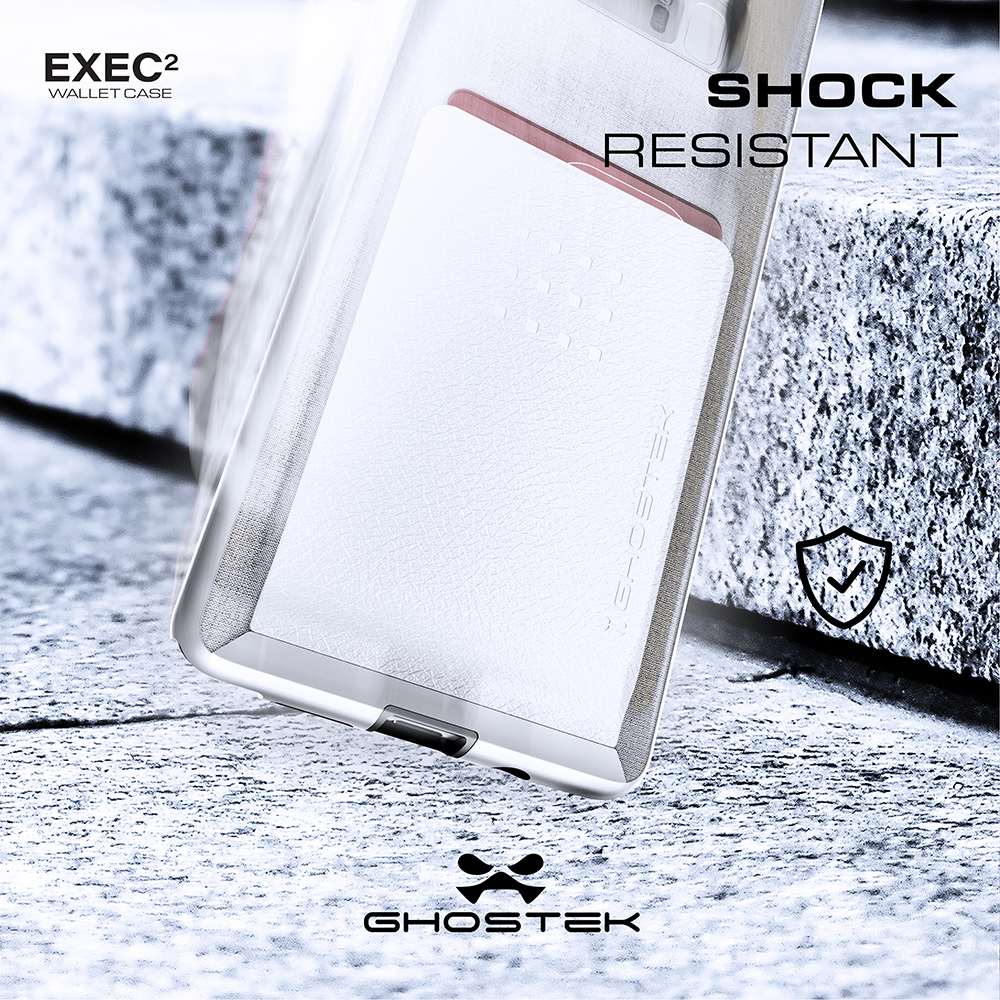 Galaxy Note 8 Case, Ghostek Exec 2 Slim Hybrid Impact Wallet Case for Samsung Galaxy Note 8 Armor | Silver 