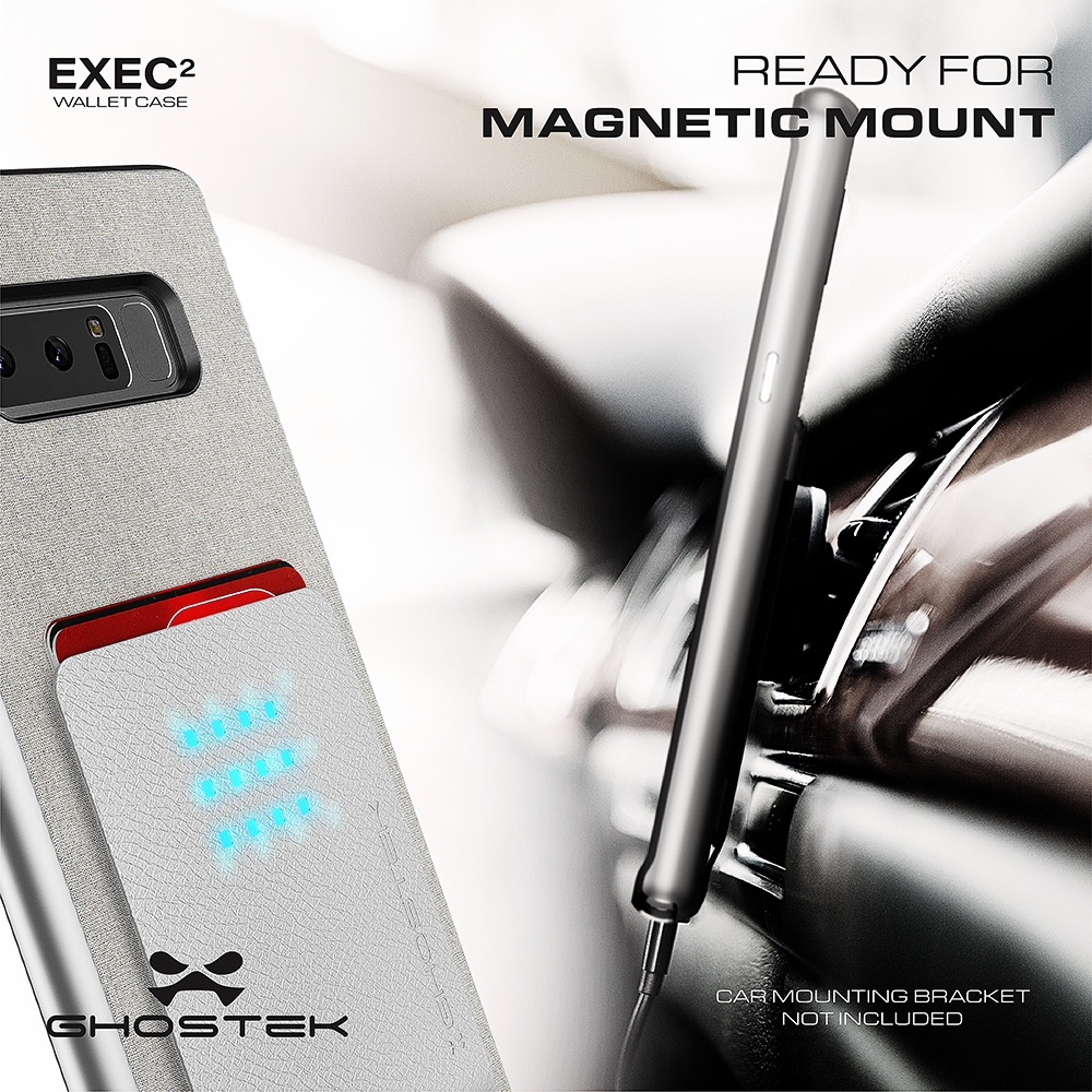 Galaxy Note 8 Case, Ghostek Exec 2 Slim Hybrid Impact Wallet Case for Samsung Galaxy Note 8 Armor | Silver 